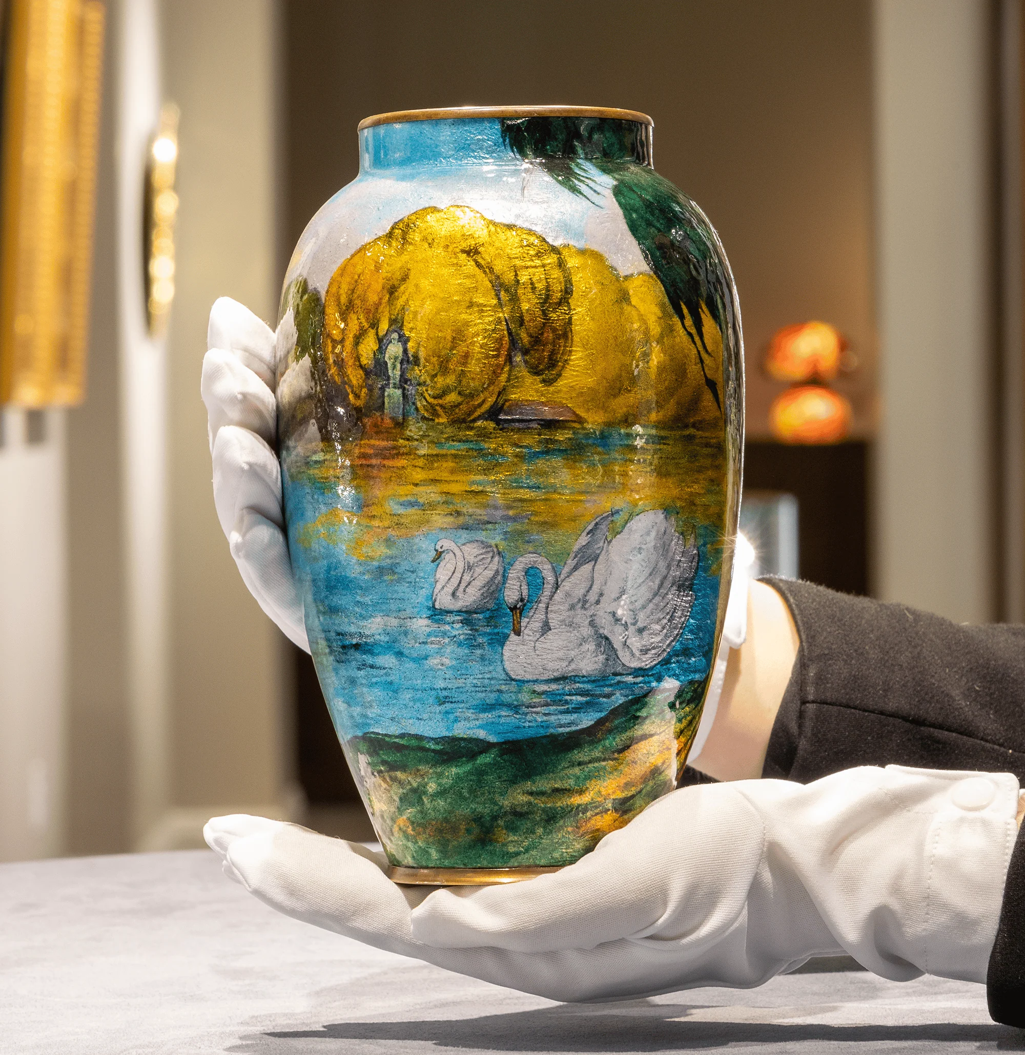 Enamel Swan Vase by Camille Fauré and Alexandre Marty - Image 5