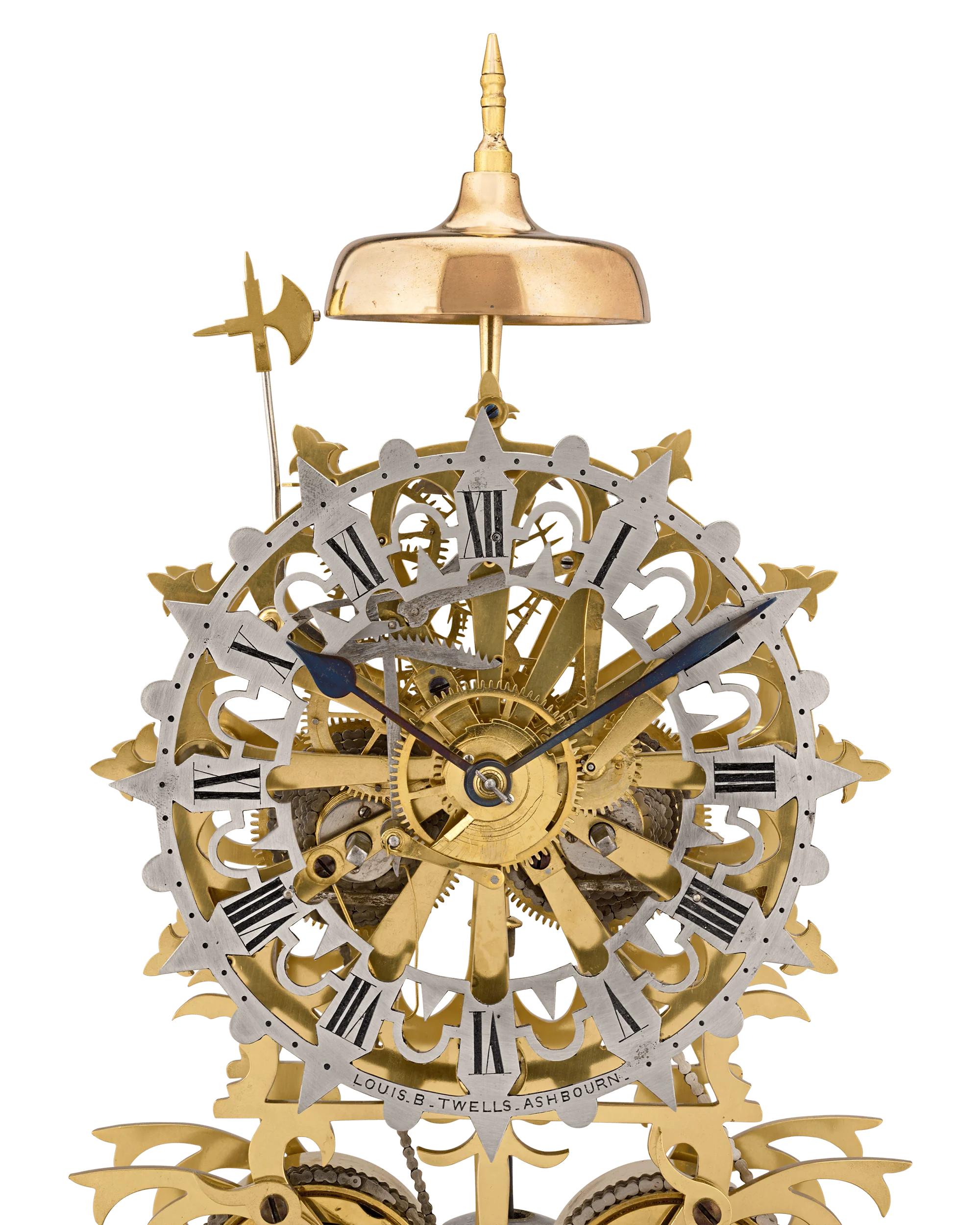 English Rose Window Skeleton Clock by Evans of Handsworth - Image 4
