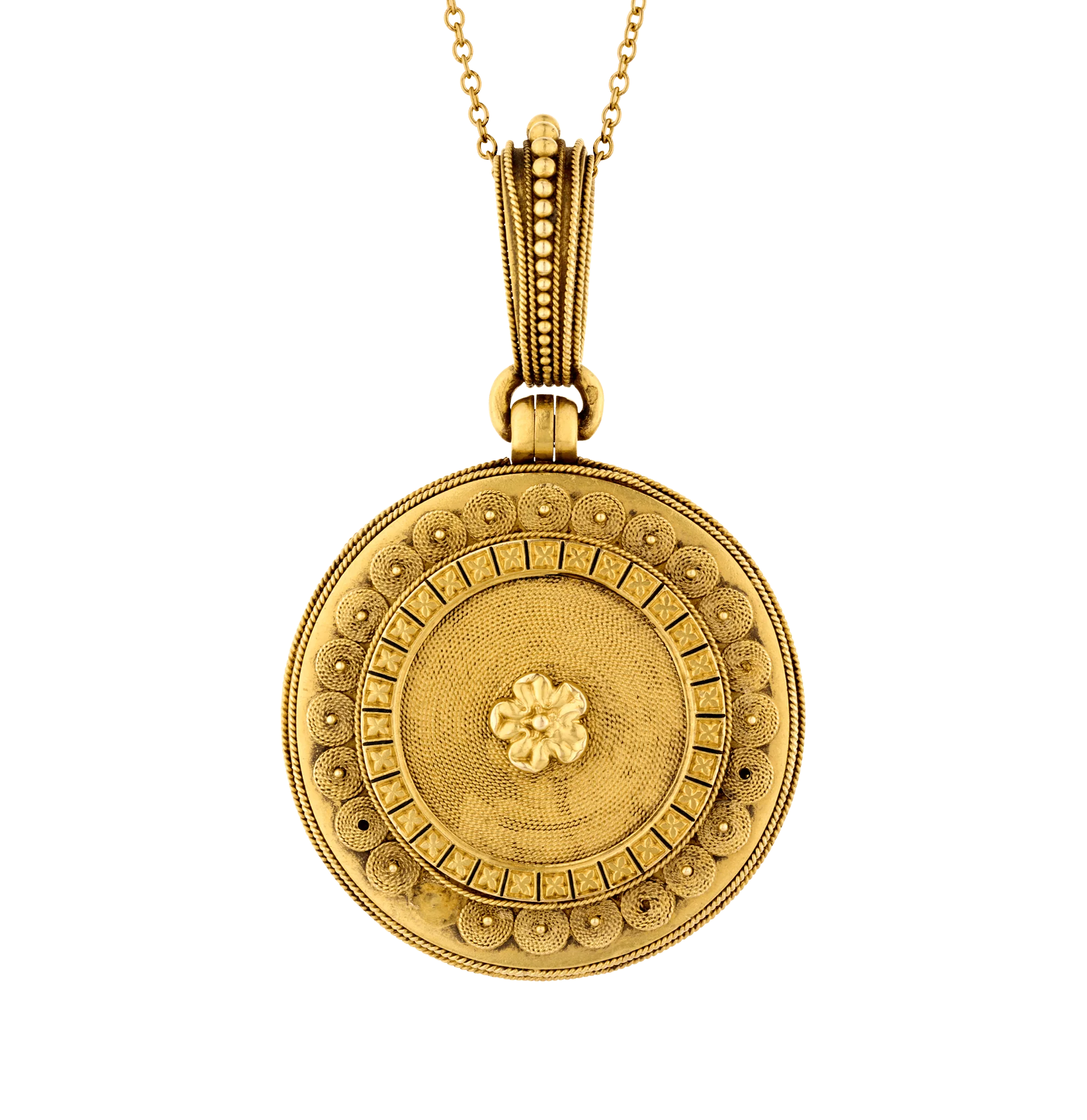 Eugène Fontenay Etruscan Revival Gold and Enamel Locket - Image 2