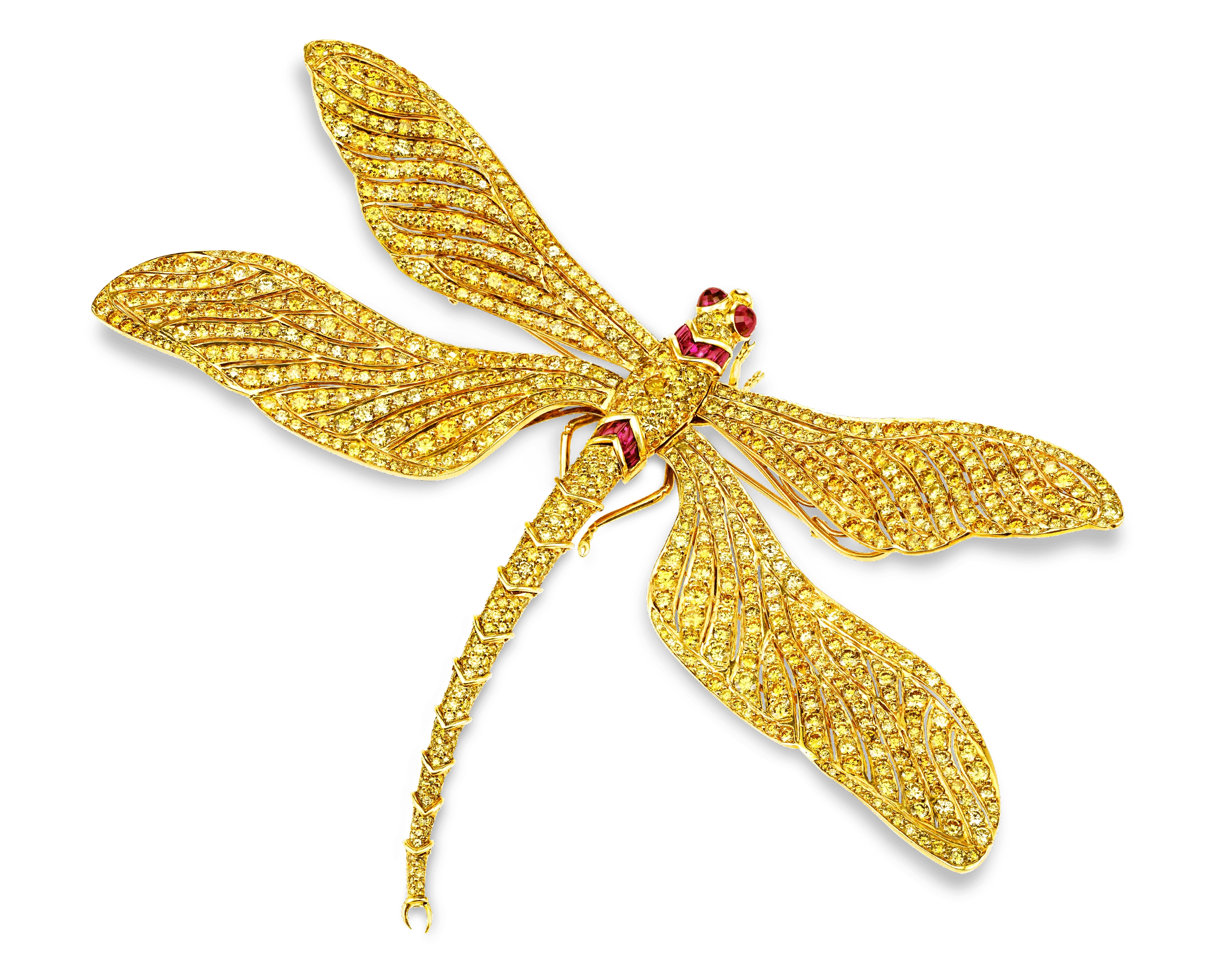 Fancy Vivid Yellow Diamond Dragonfly Brooch - Image 3