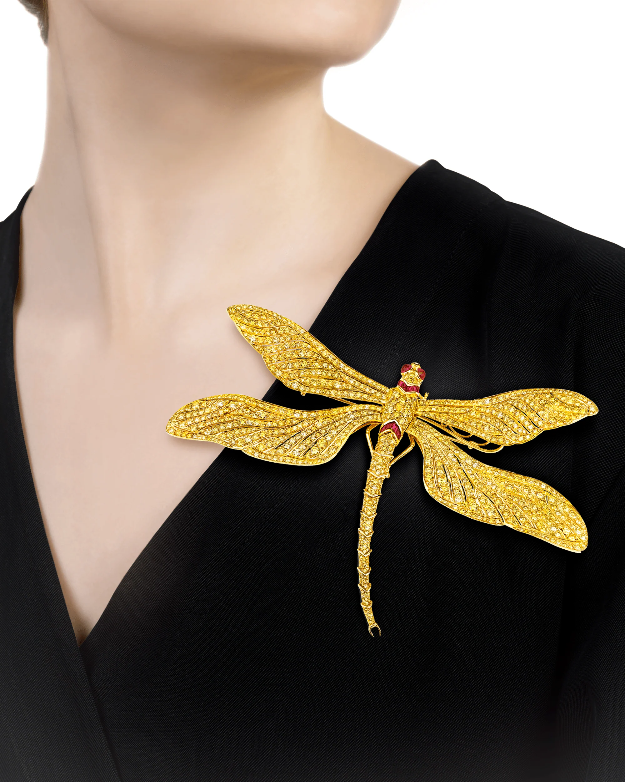 Fancy Vivid Yellow Diamond Dragonfly Brooch - Image 7