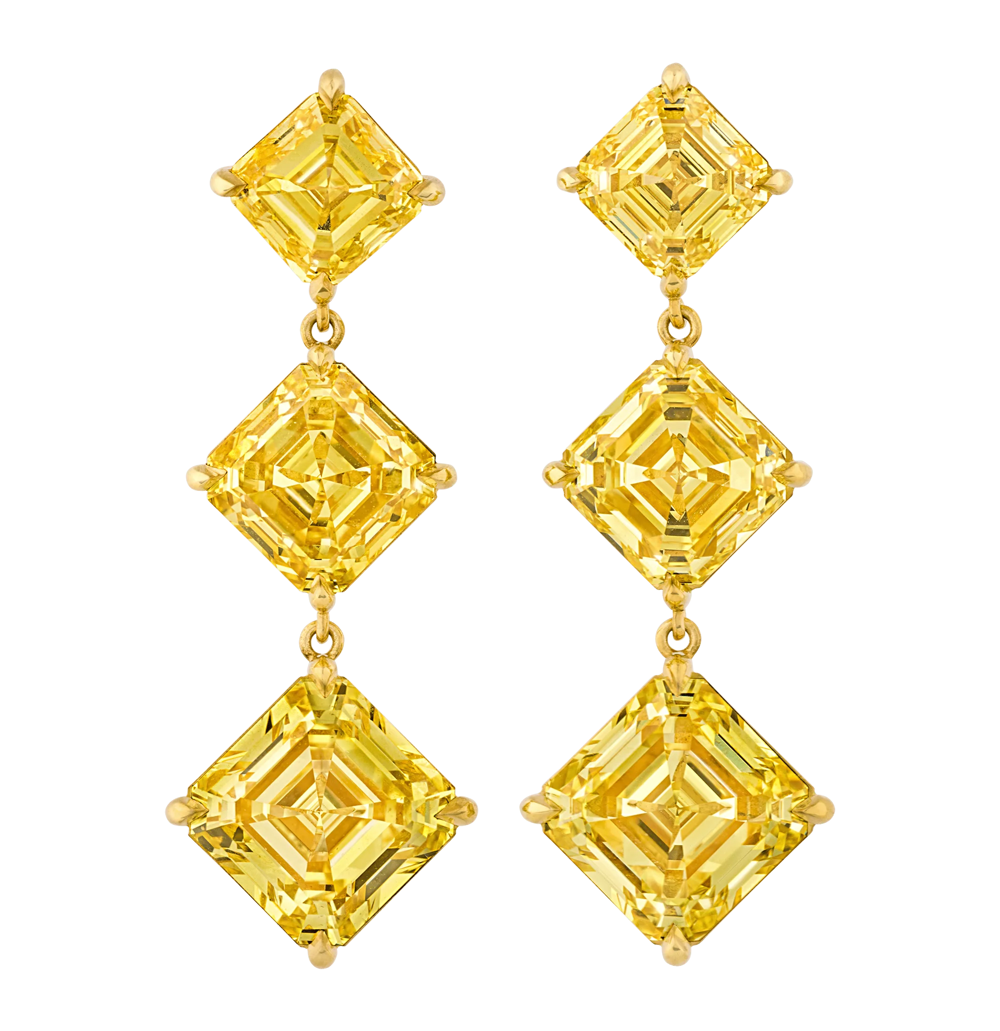 Fancy Vivid Yellow Diamond Earrings, 21.20 Carats - Image 3