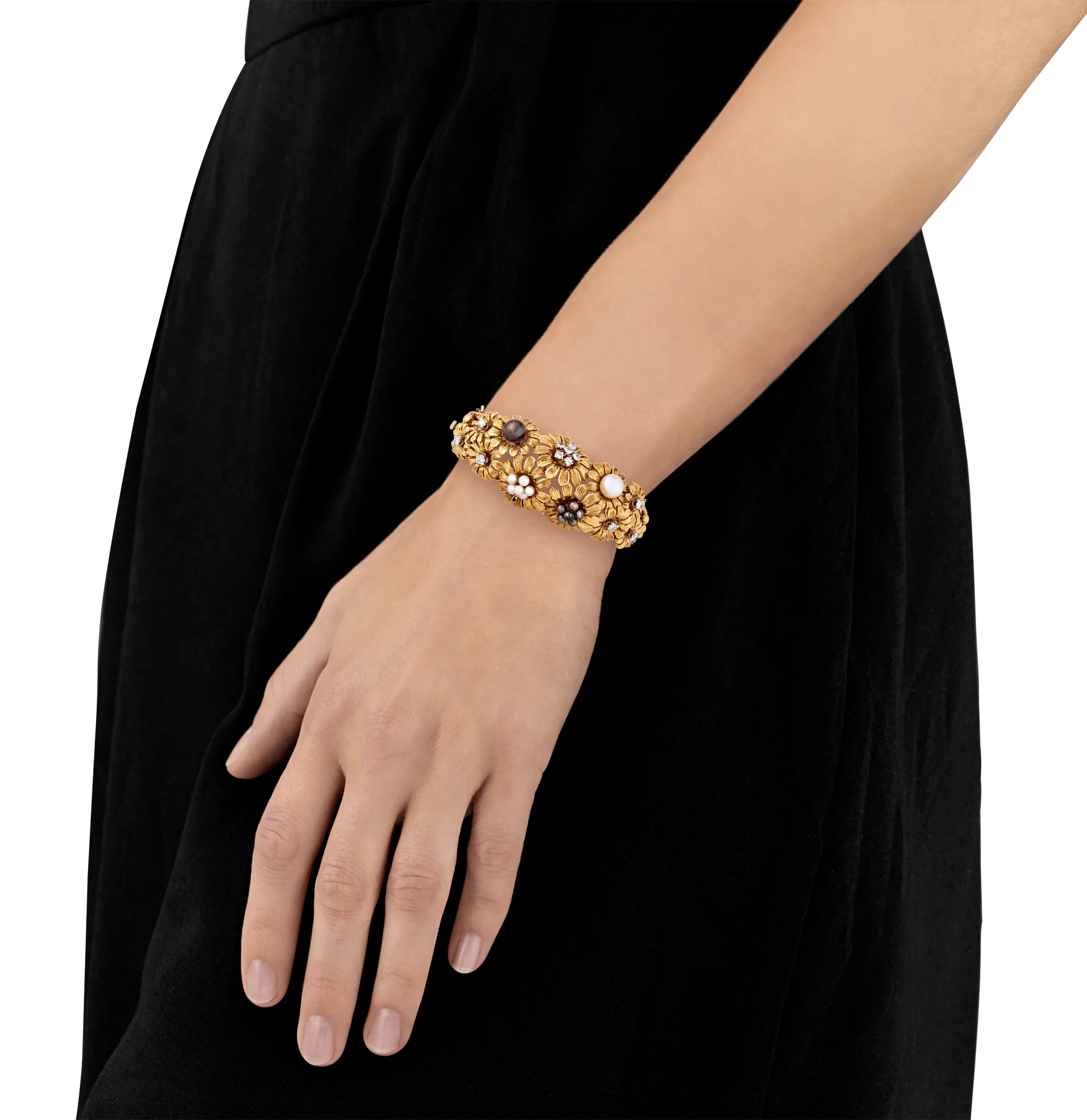Floral Pearl and Diamond Bracelet - Image 2