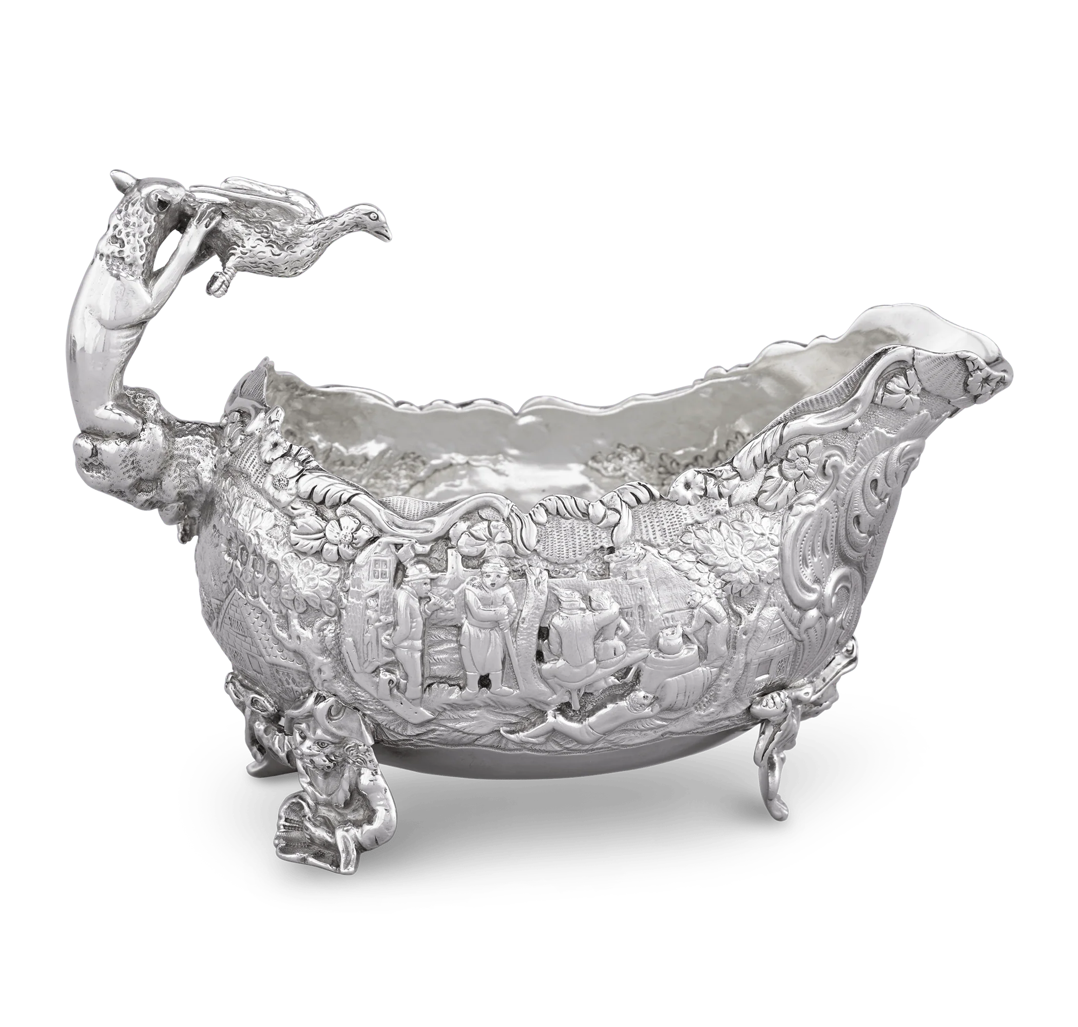 Four Silver Sauceboats by Edward Farrell - Image 3