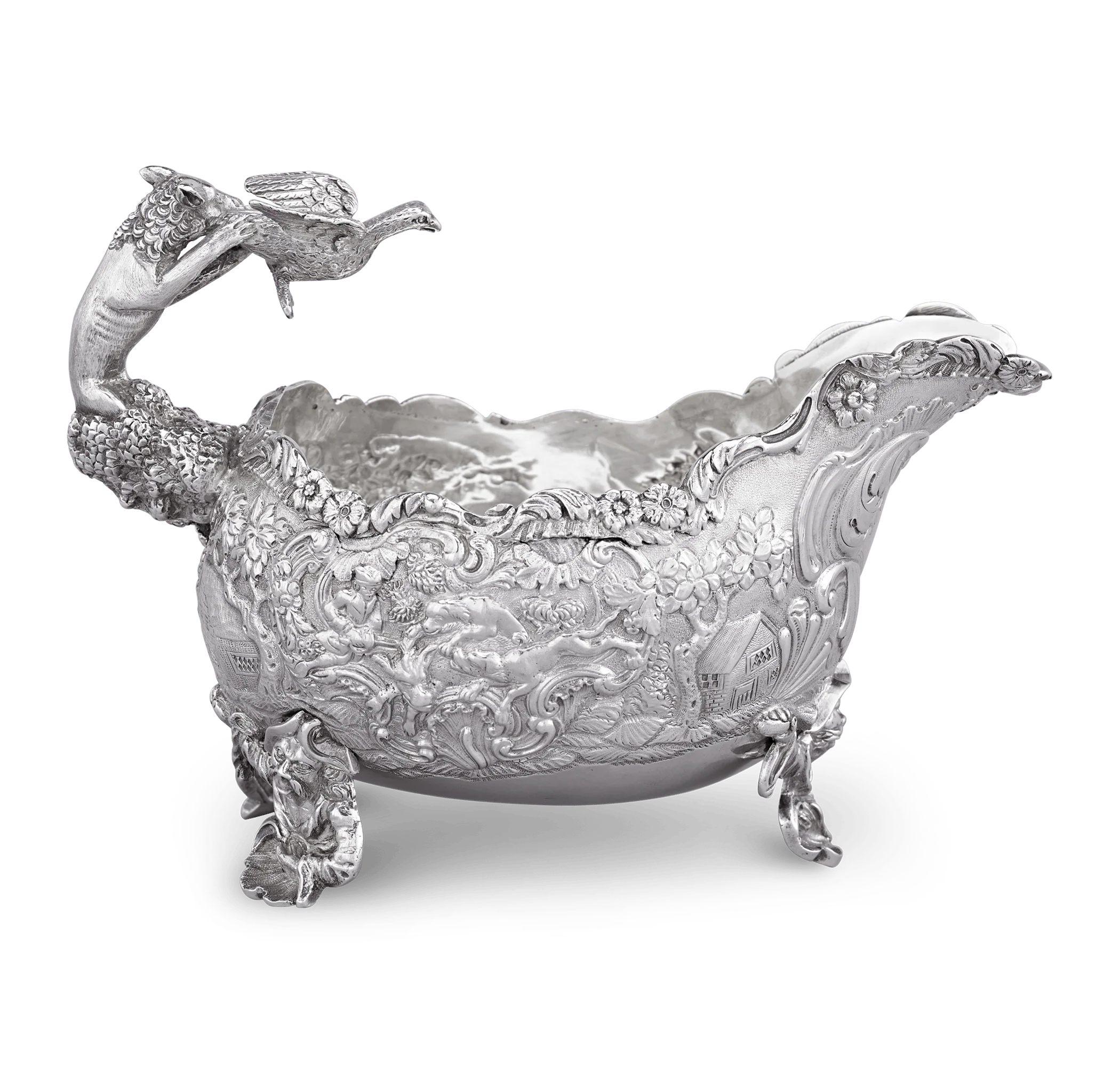 Four Silver Sauceboats by Edward Farrell - Image 4
