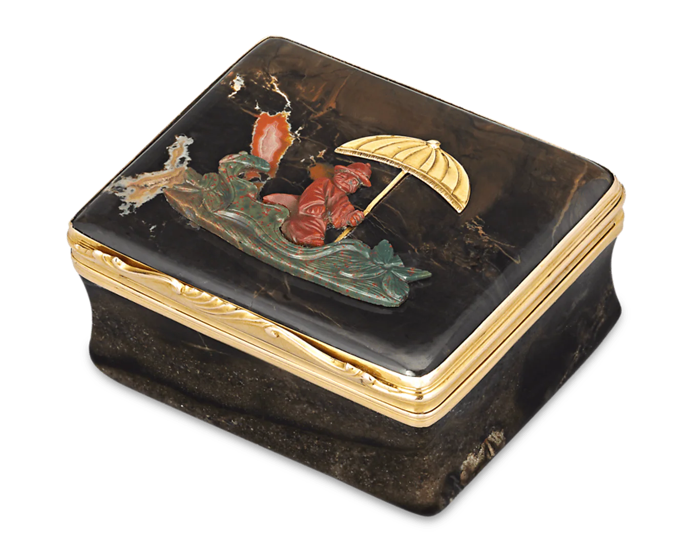 French Chinoiserie Hardstone Snuff Box
