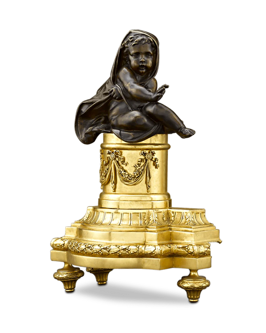 French Louis XVI-Style Bronze Chenets - Image 2