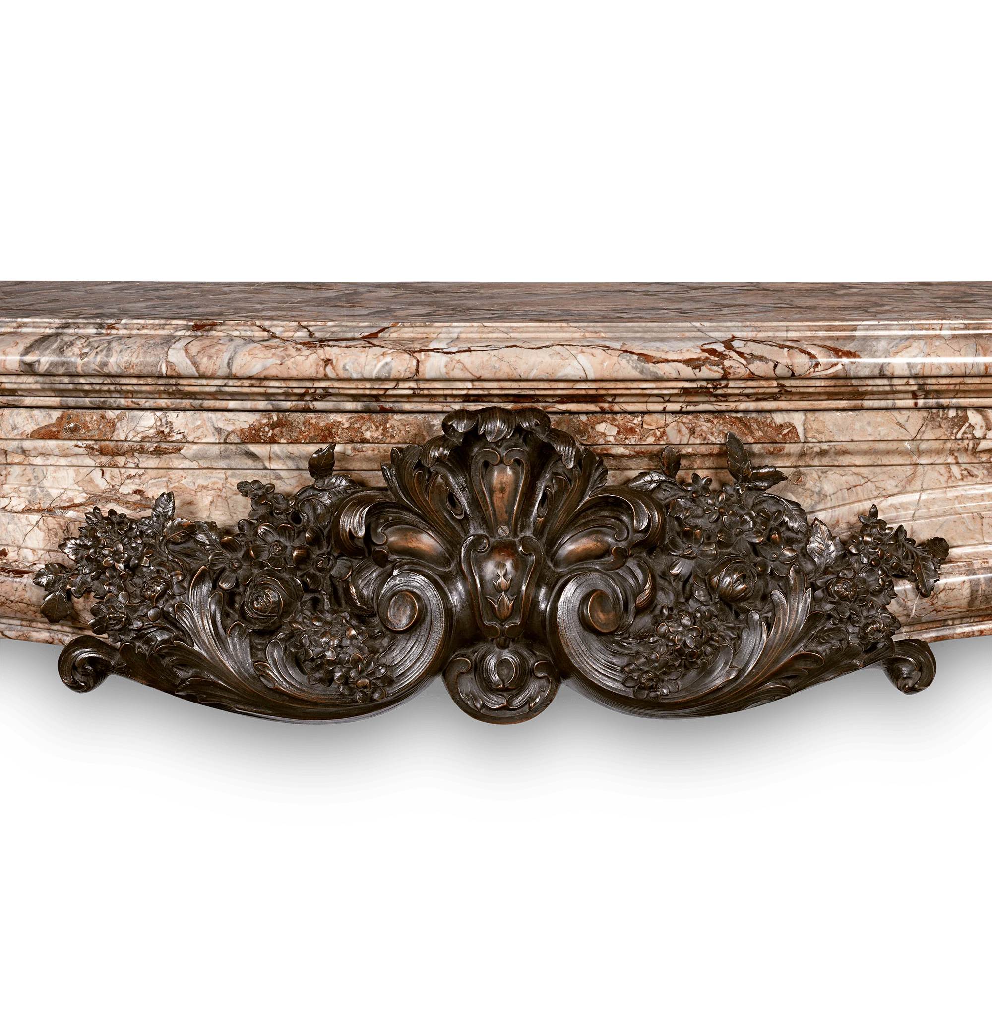 French Marble and Bronze Mantel - Image 4