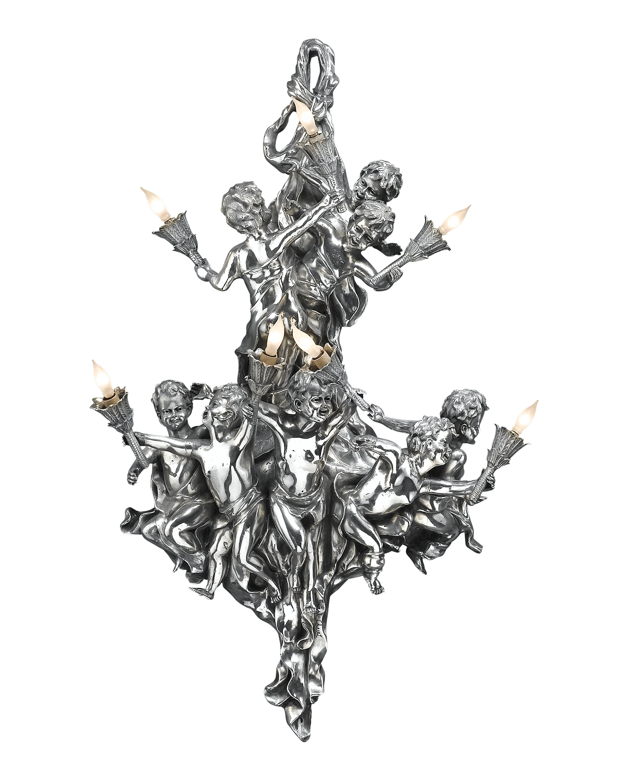 French Silverplate Bronze Sconces - Image 2