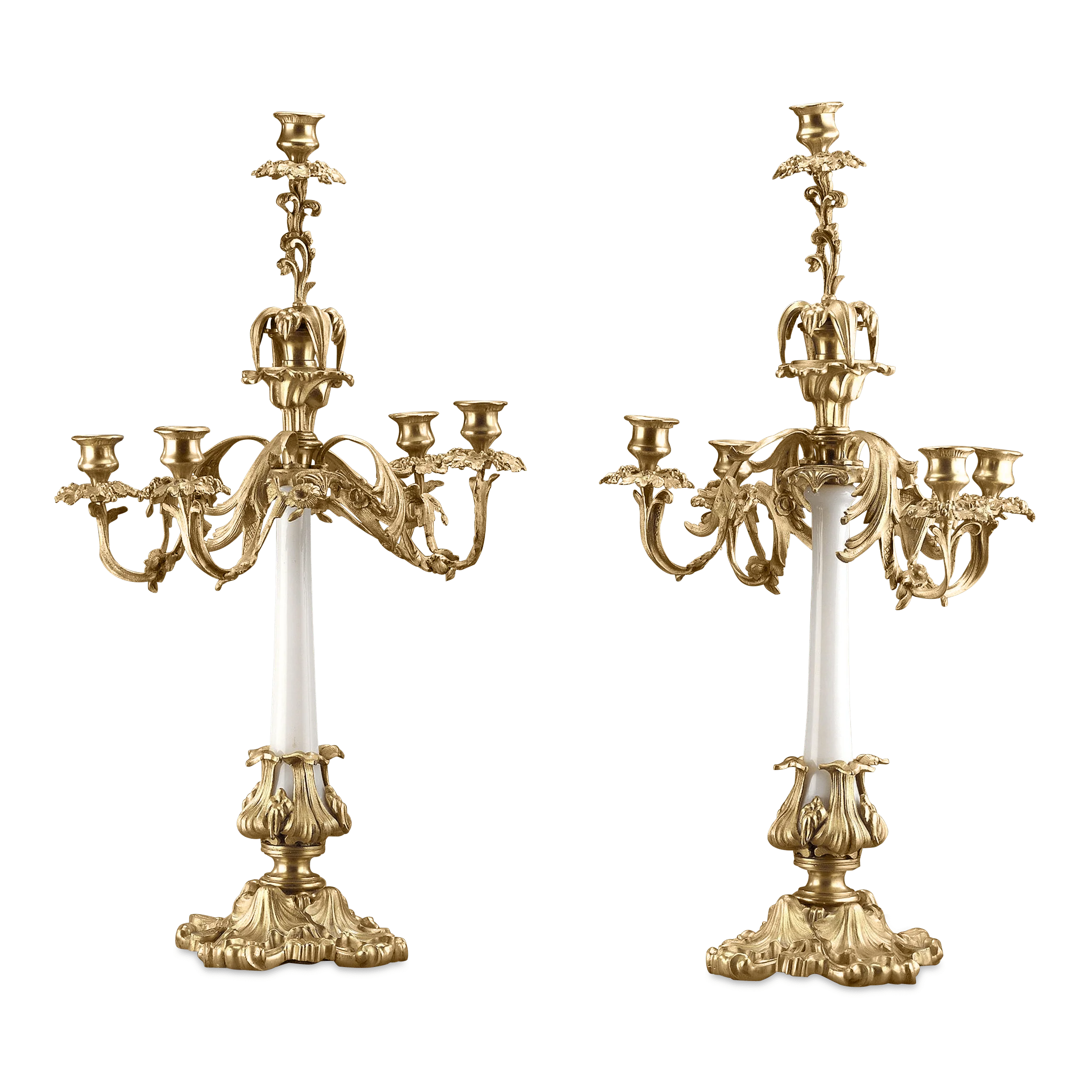 French White Opaline Candelabra
