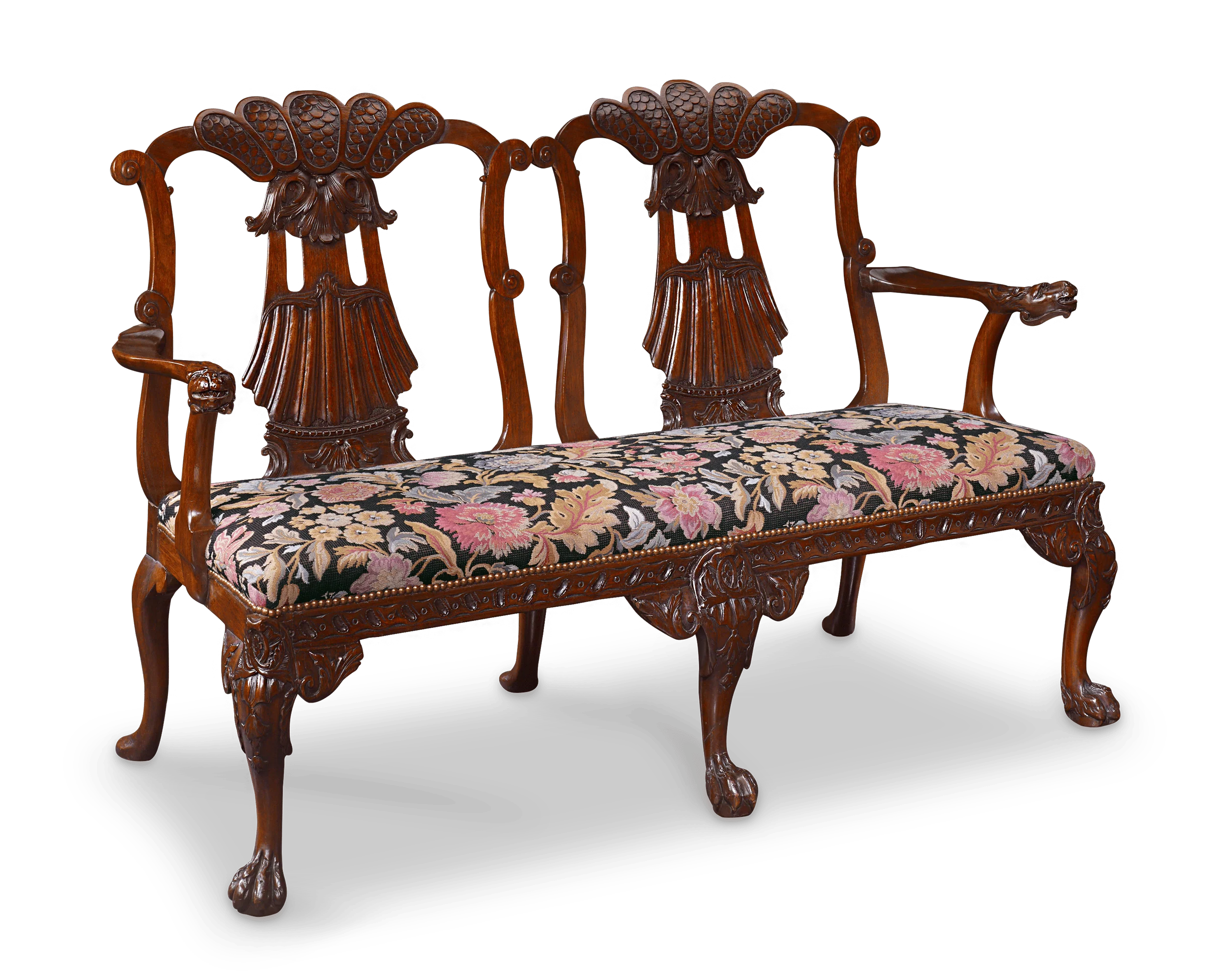 George II-Style Mahogany Double Chair Settee - Image 2