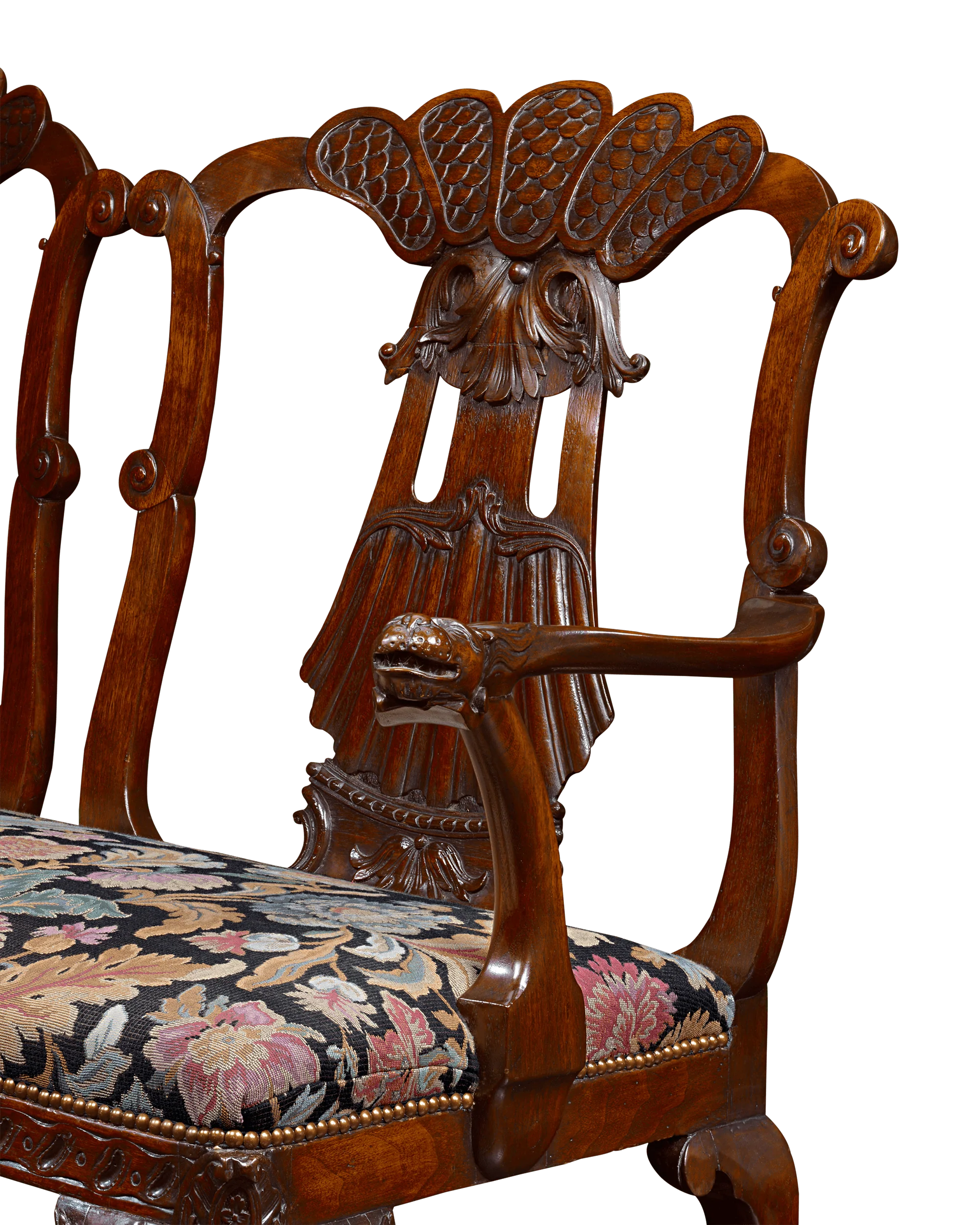 George II-Style Mahogany Double Chair Settee - Image 4