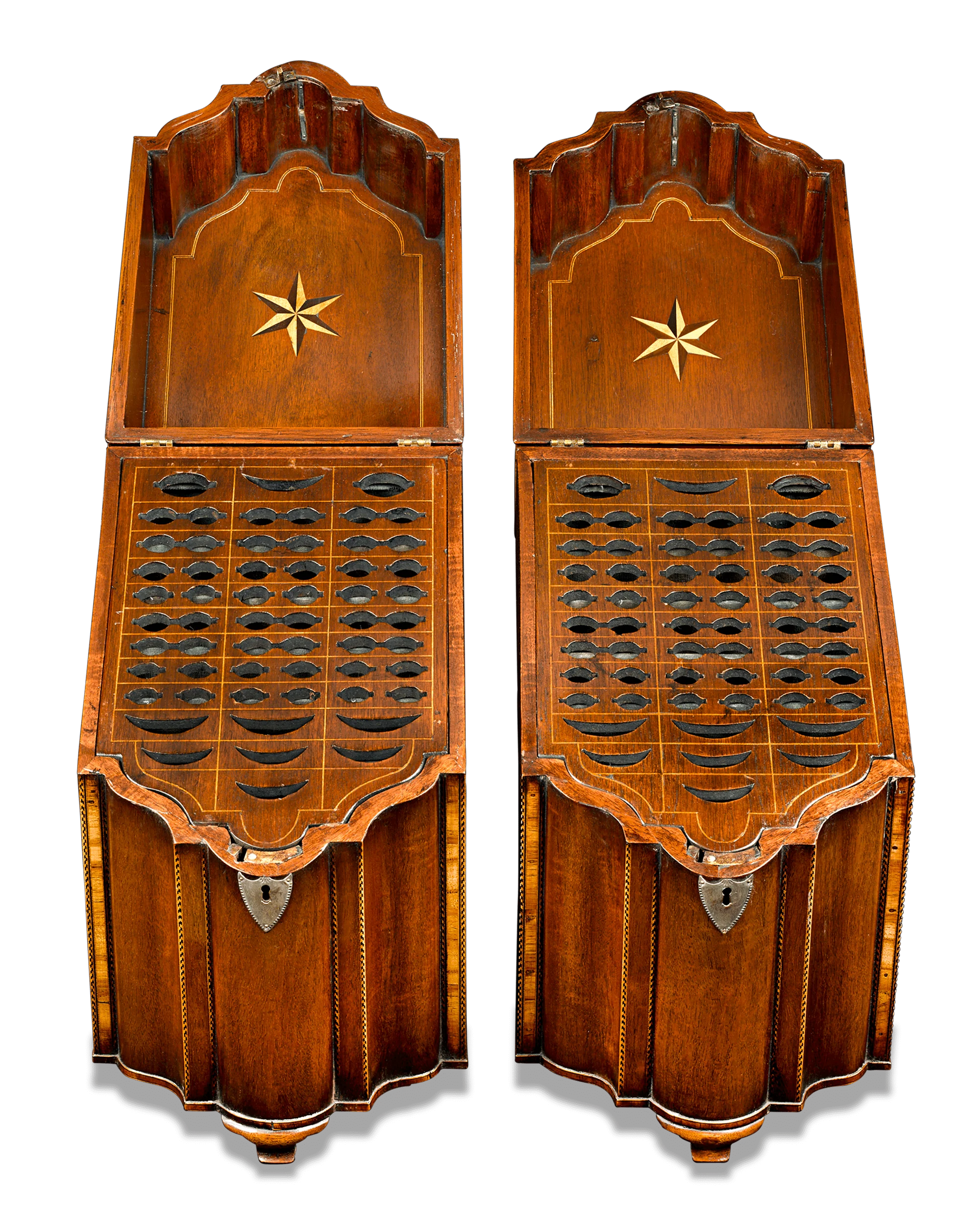 George III Mahogany Footed Knife Boxes - Image 2