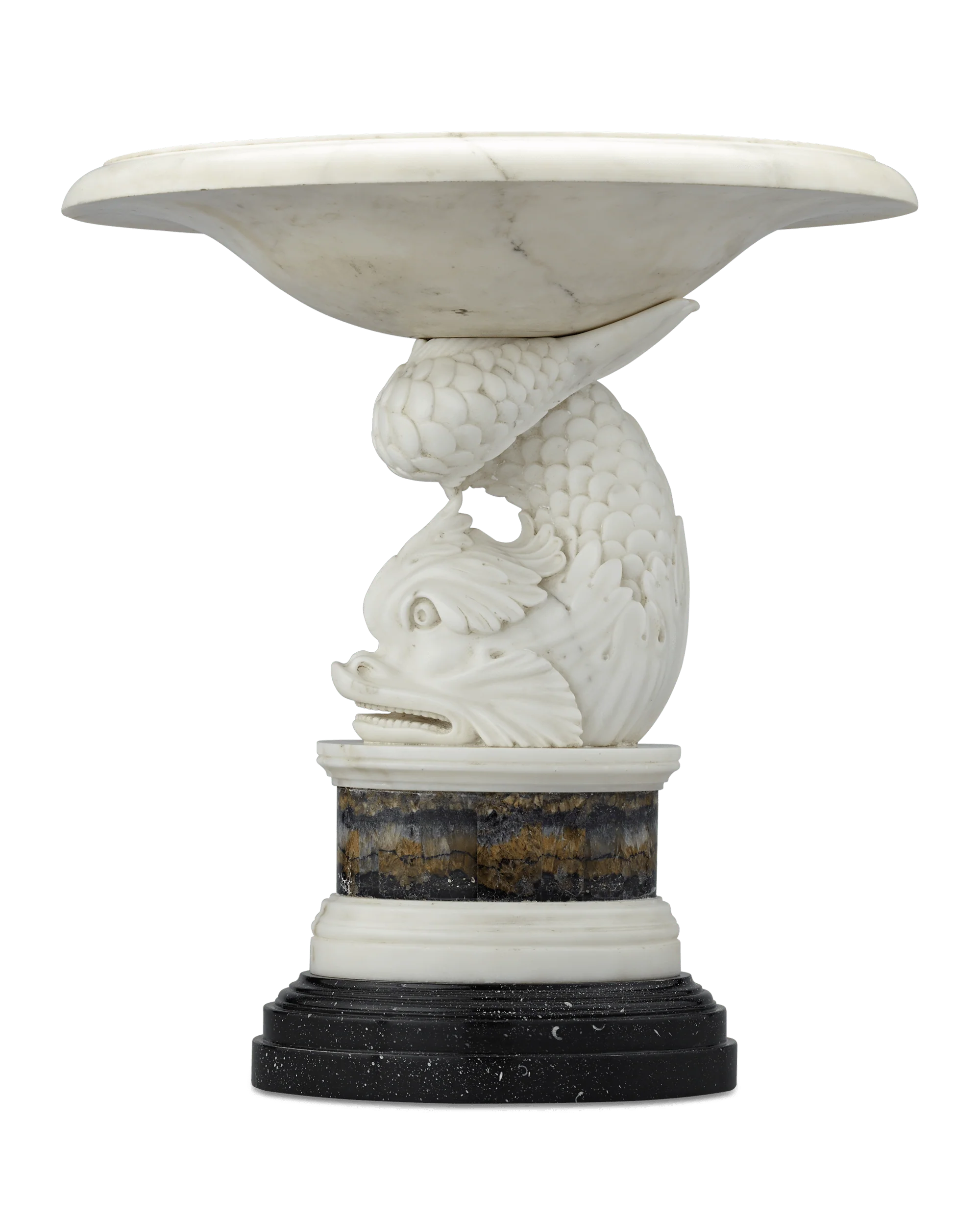 George III Marble and Blue John Dolphin Tazza