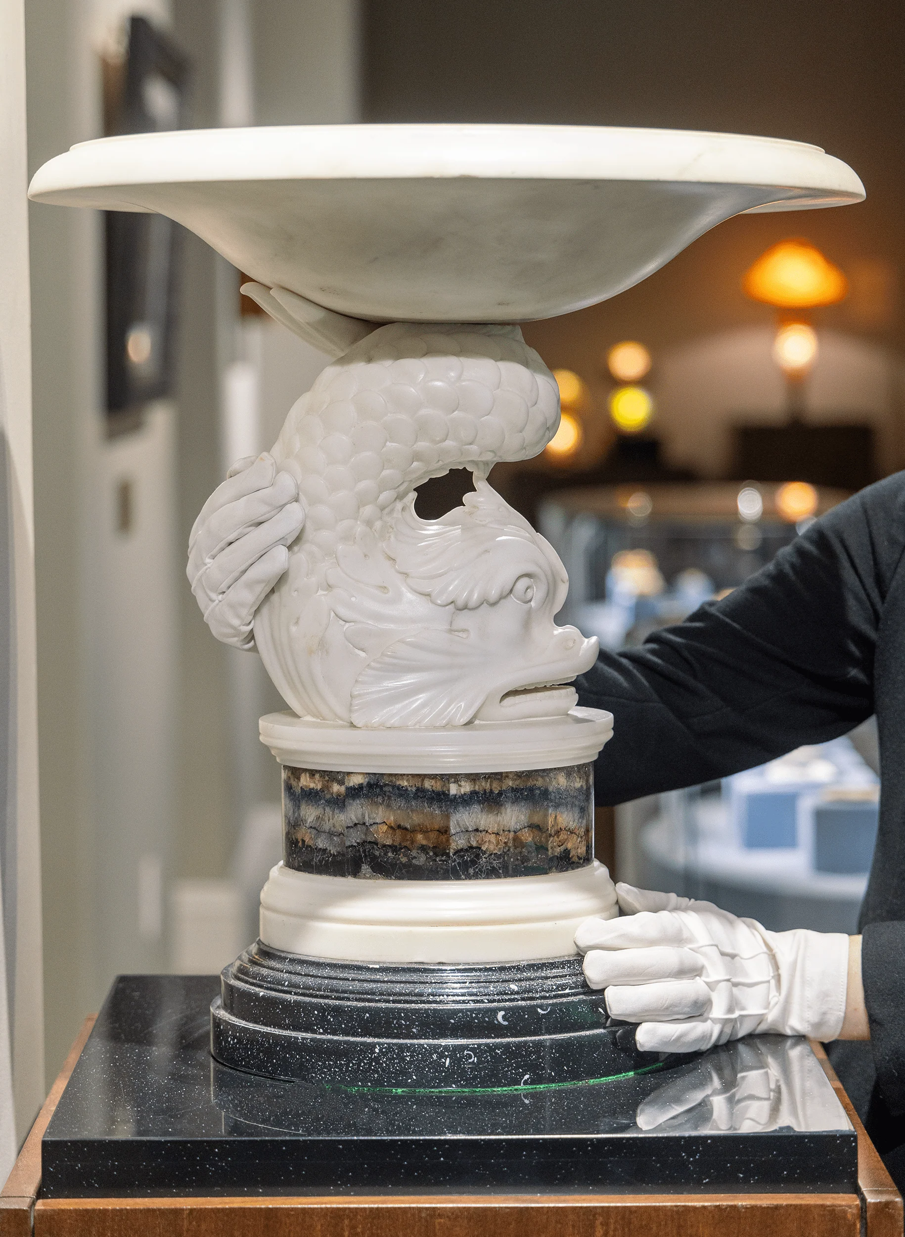 George III Marble and Blue John Dolphin Tazza - Image 8
