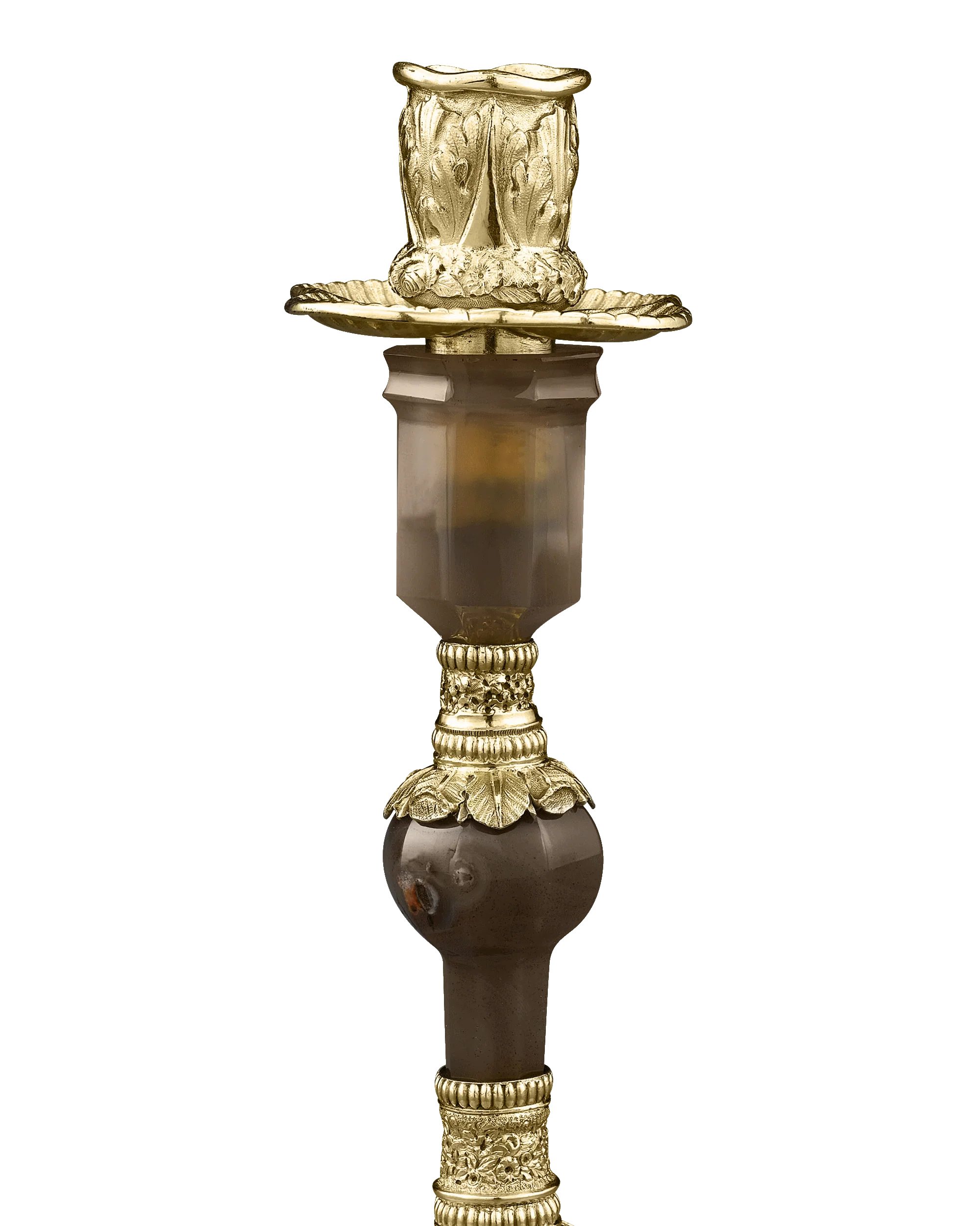 George IV Silver Gilt and Agate Candlesticks by Edward Farrell - Image 2