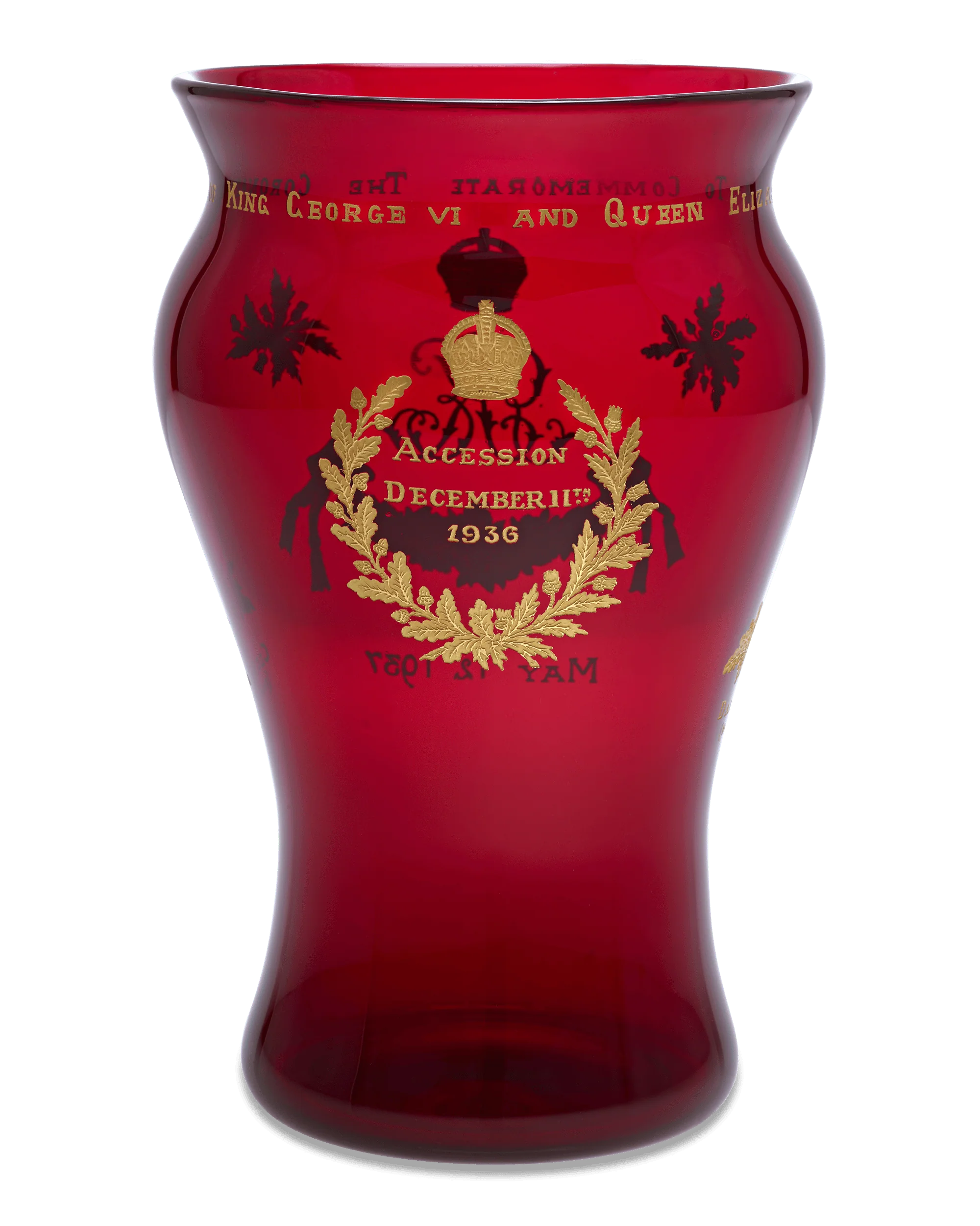George VI Commemorative Ruby Glass Vase - Image 2