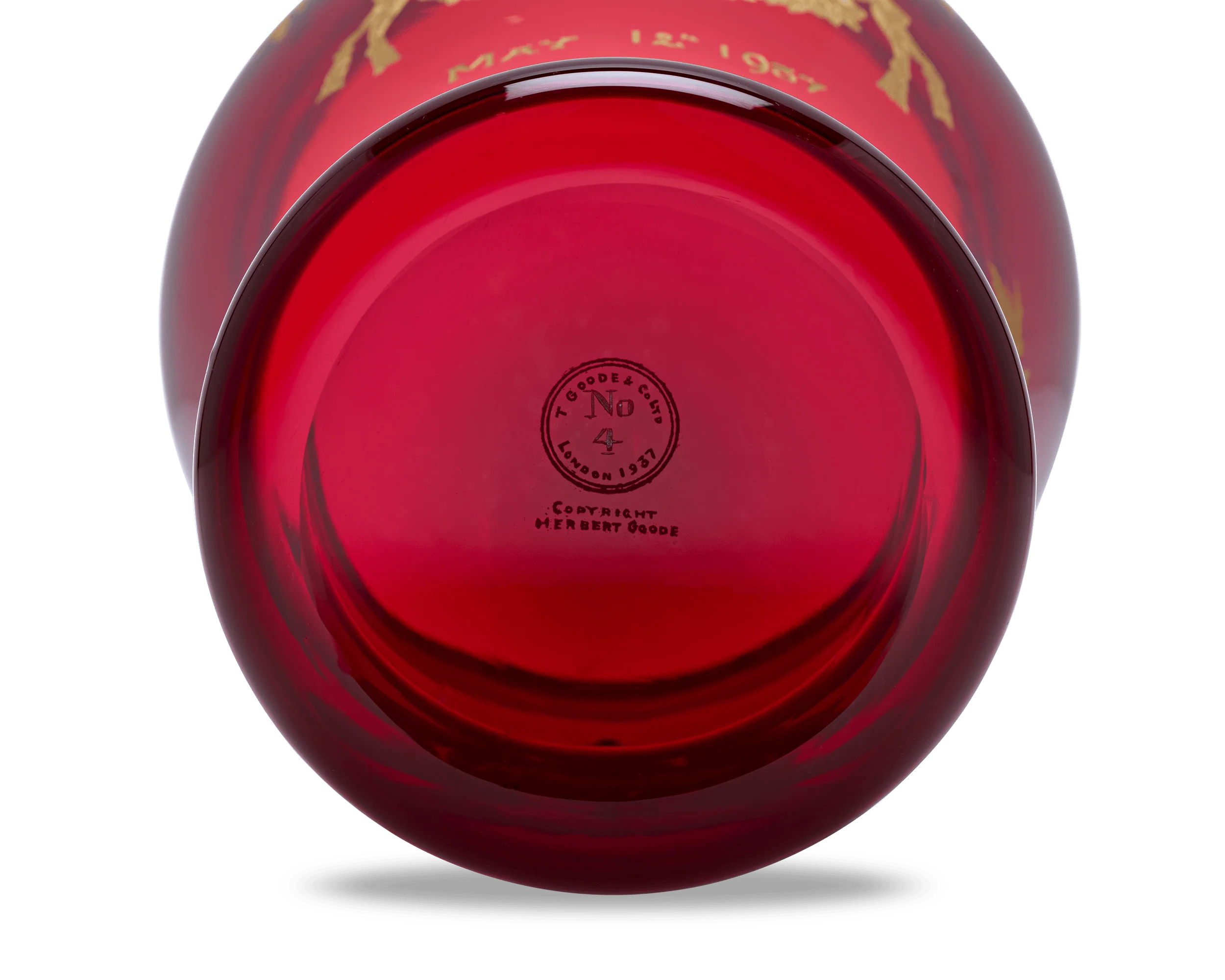 George VI Commemorative Ruby Glass Vase - Image 3