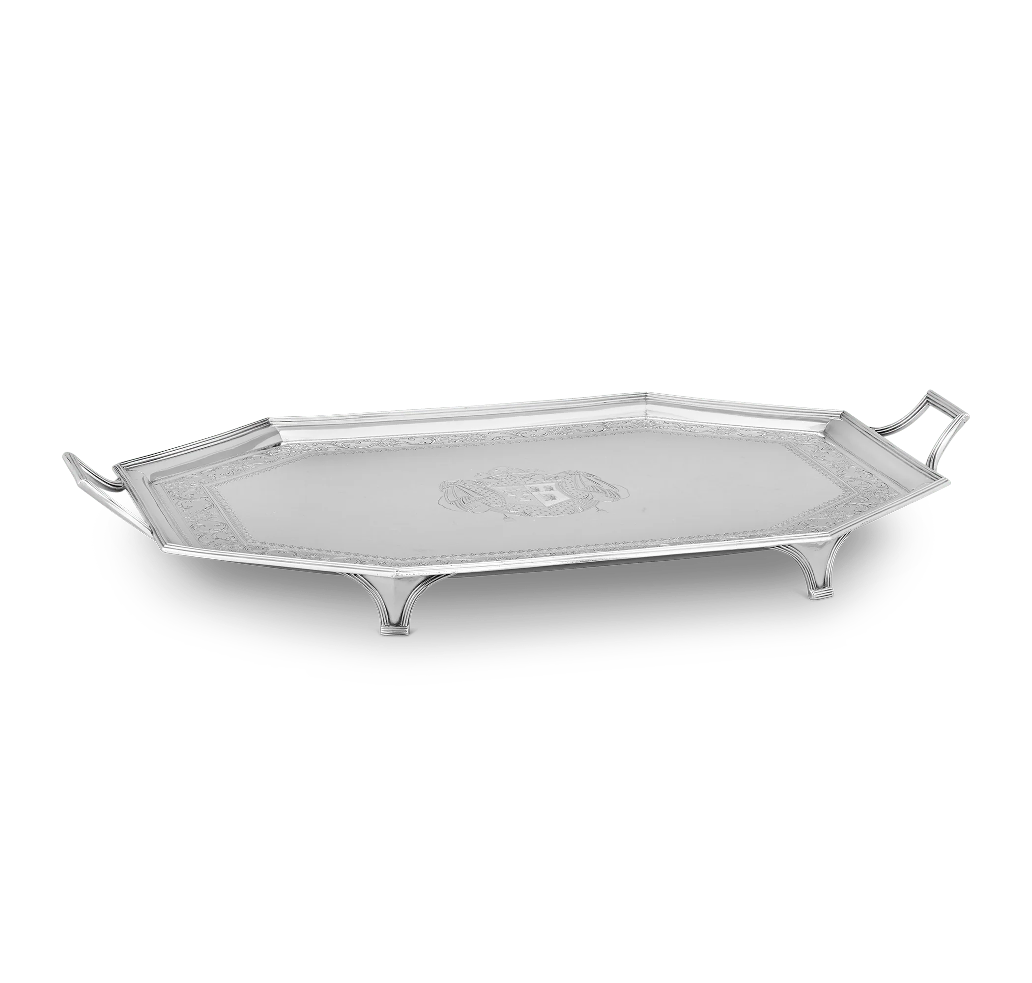 Georgian Silver 
Octagonal Tray by Thomas Hannam and John Crouch - Image 2