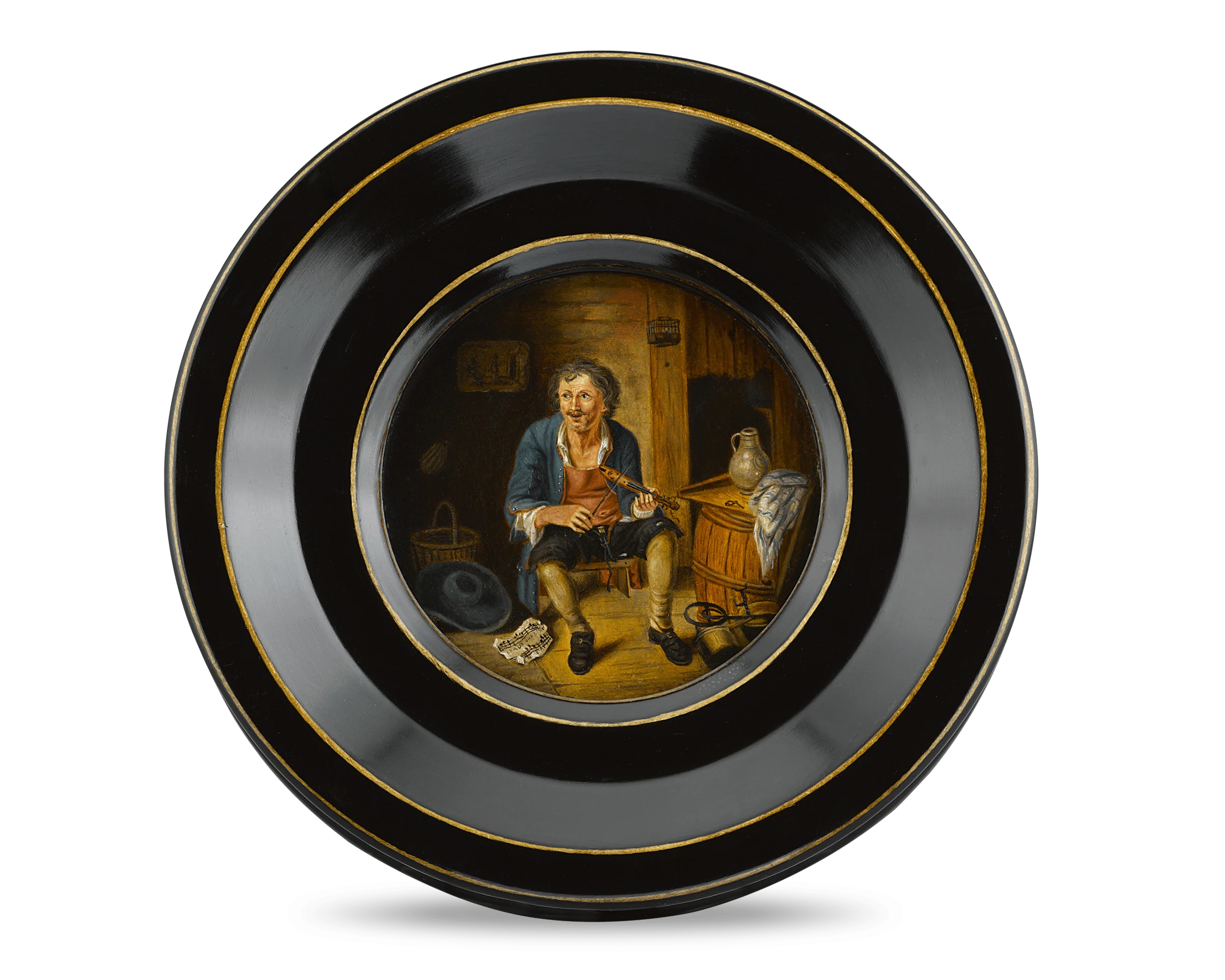 German Miniature Painting of a Drunken Musician