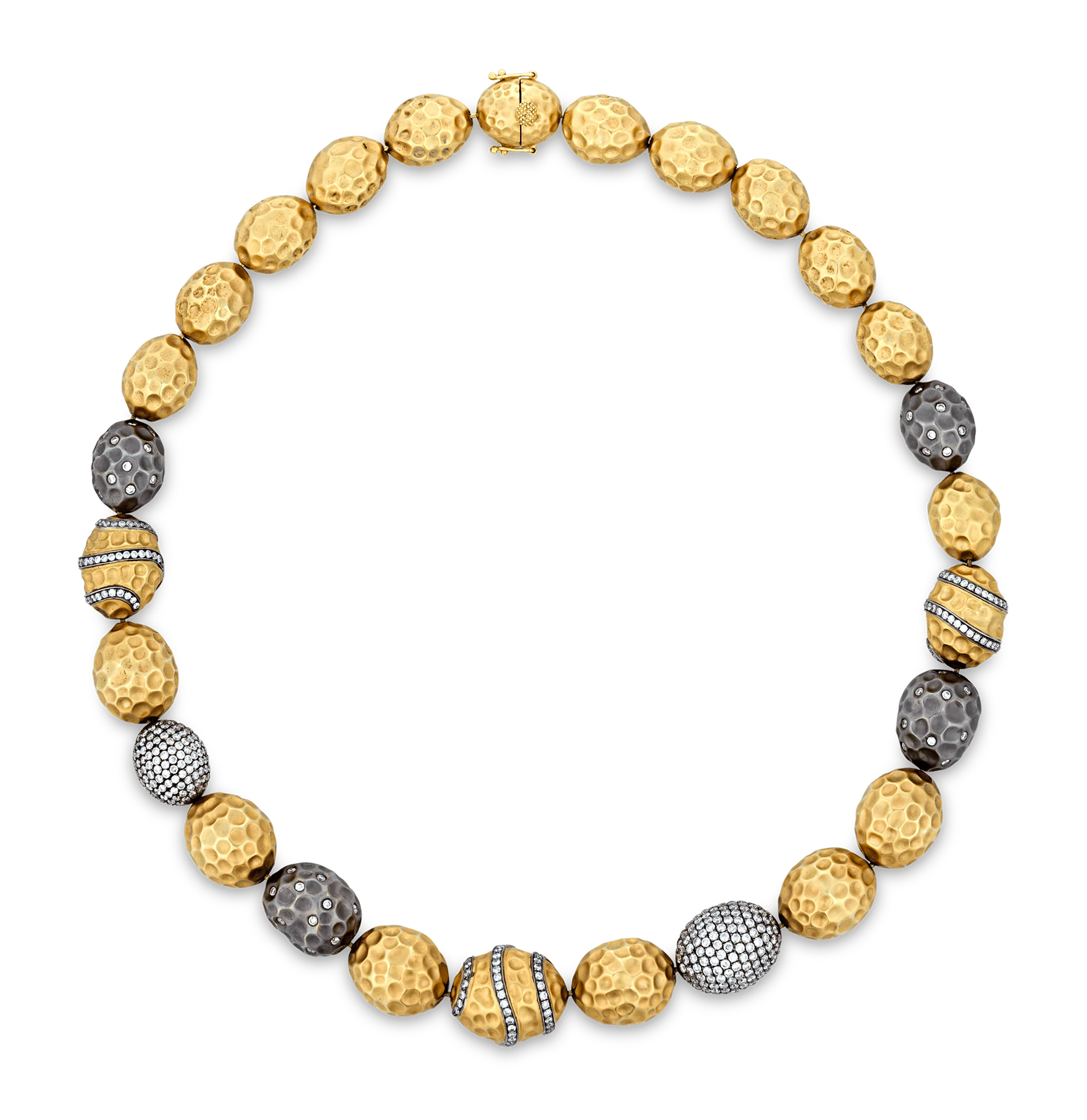 Gold and Diamond Bead Necklace, 8.80 carats