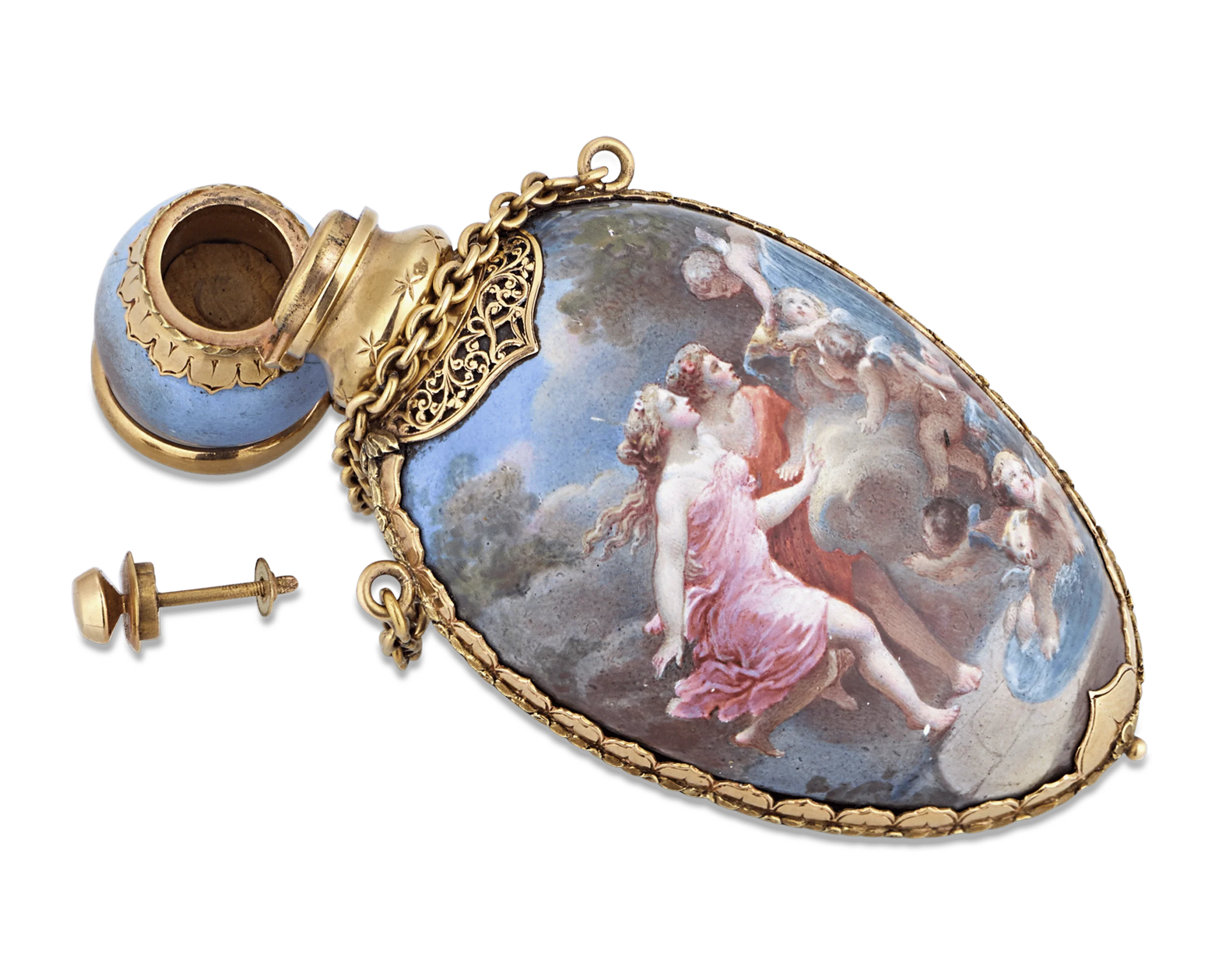 Gold and Enamel Chatelaine Perfume Bottle - Image 2