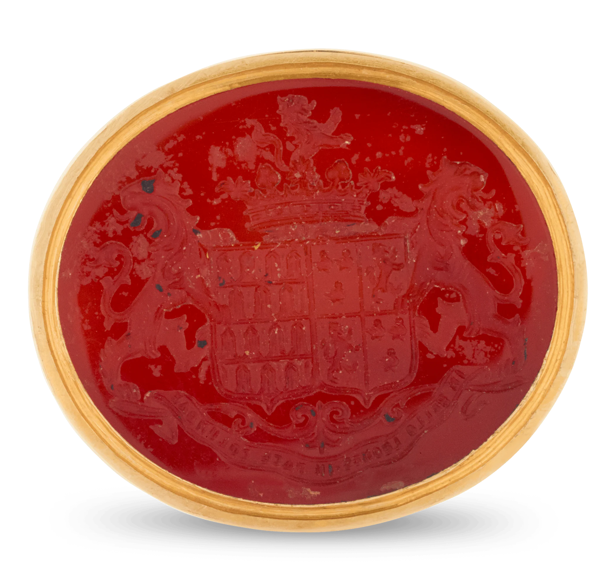 Gold Carnelian Armorial Seal with Agate Handle - Image 3