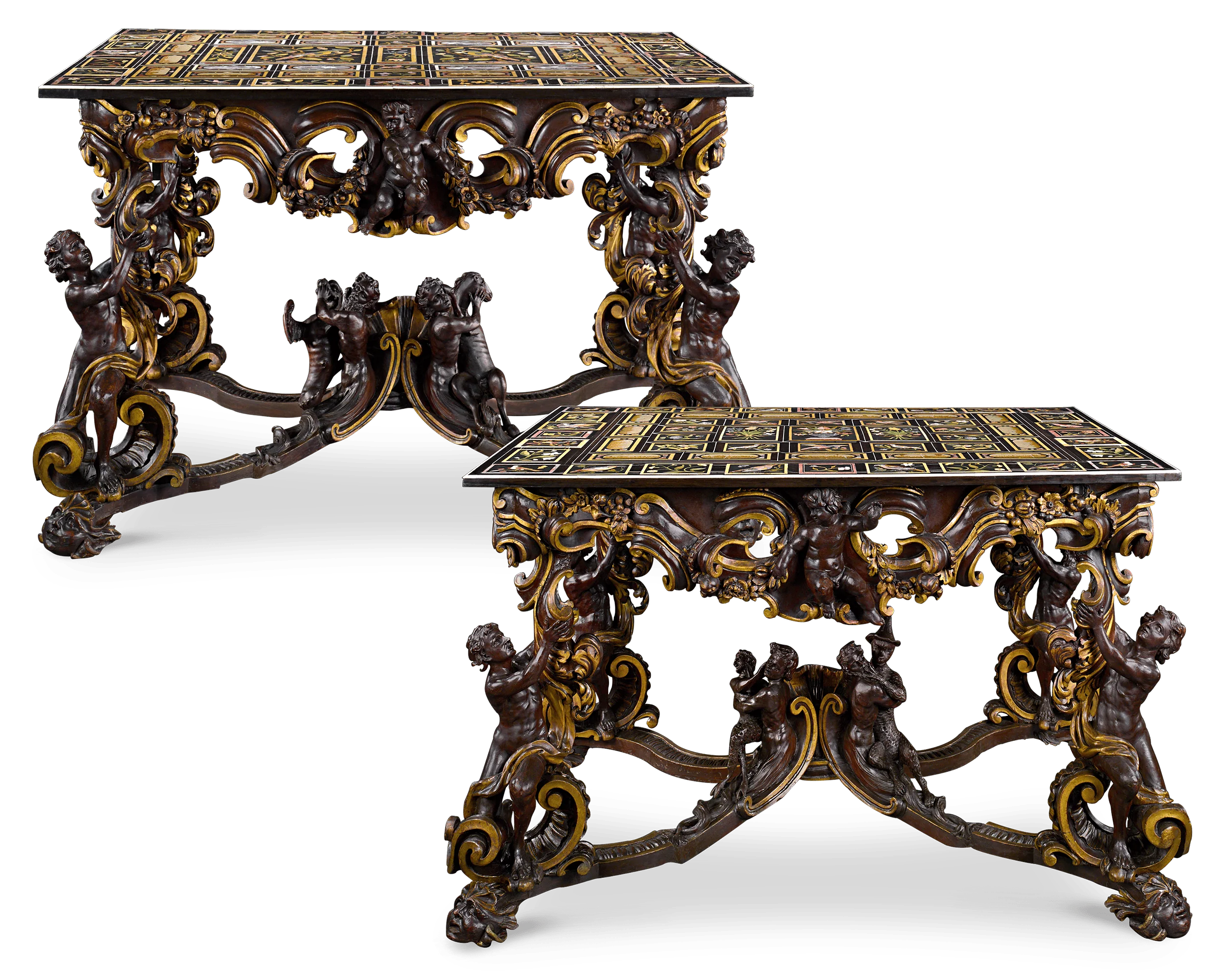Grand Ducal Pietre Dure Console Tables