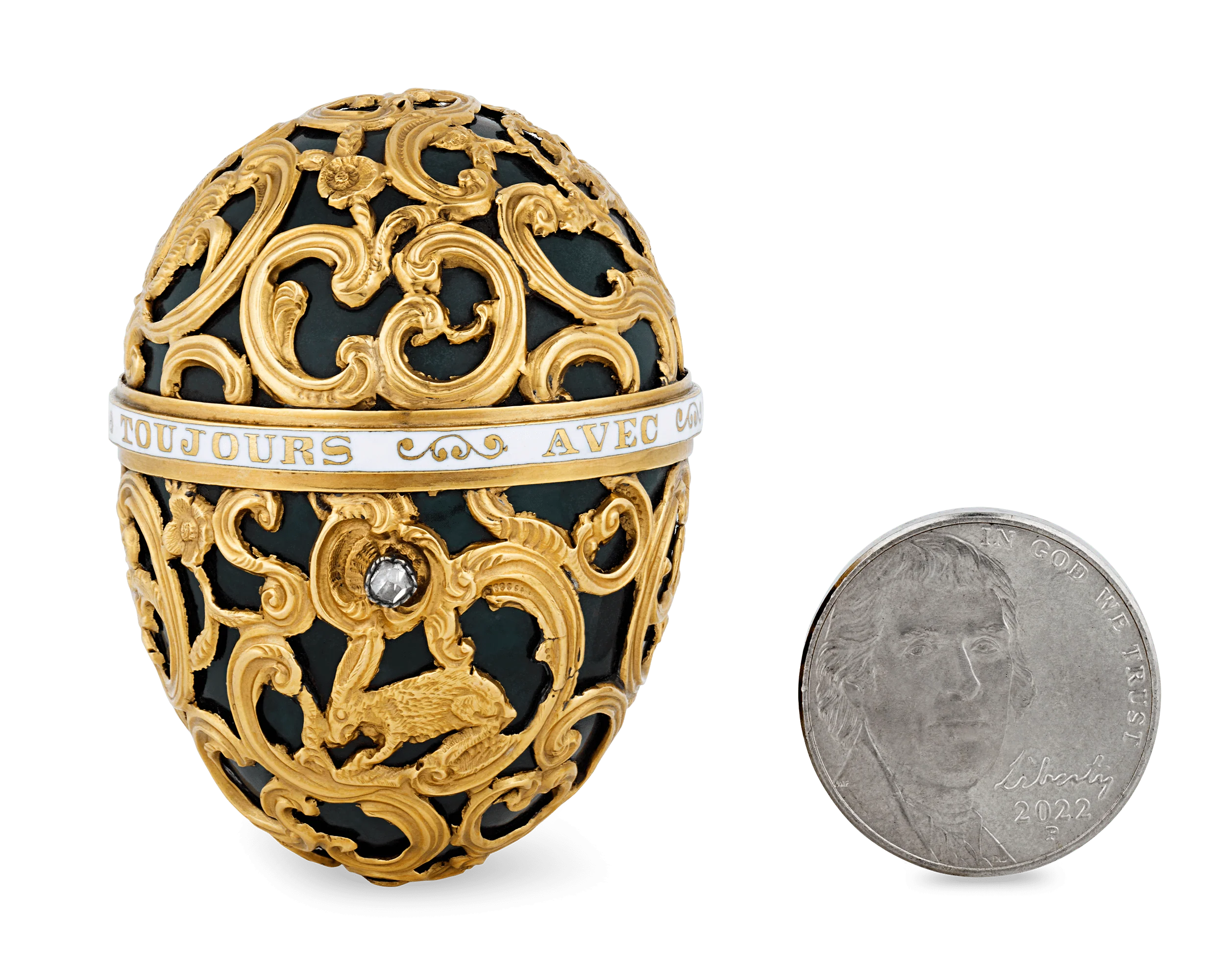 Green Jasper and Gold Egg Snuff Box - Image 5