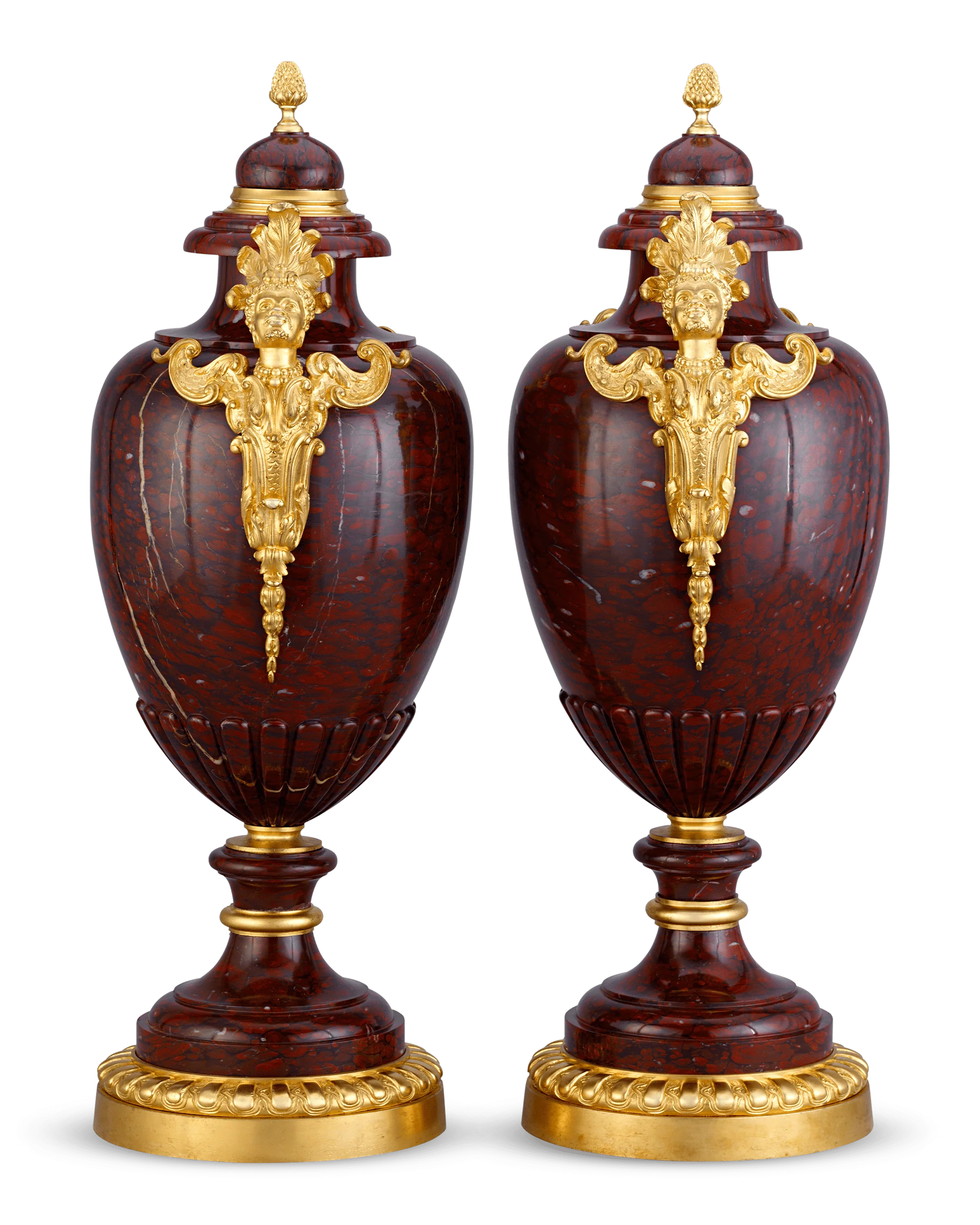 Griotte Rouge Vases attributed to Charles-Henri-Joseph Cordier - Image 2