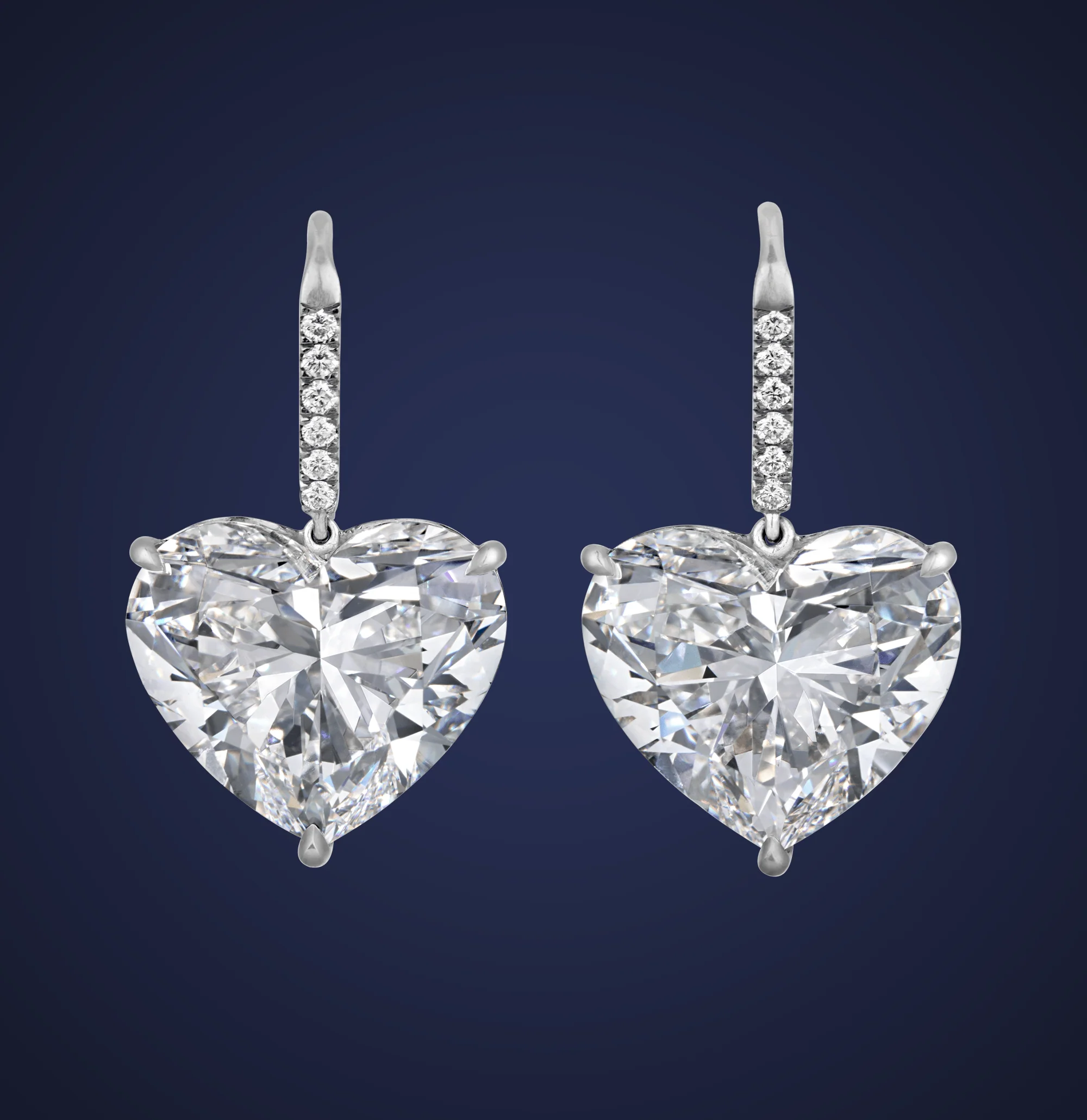 Heart-Shaped Golconda Diamond Earrings, 22.23 Carats - Image 2