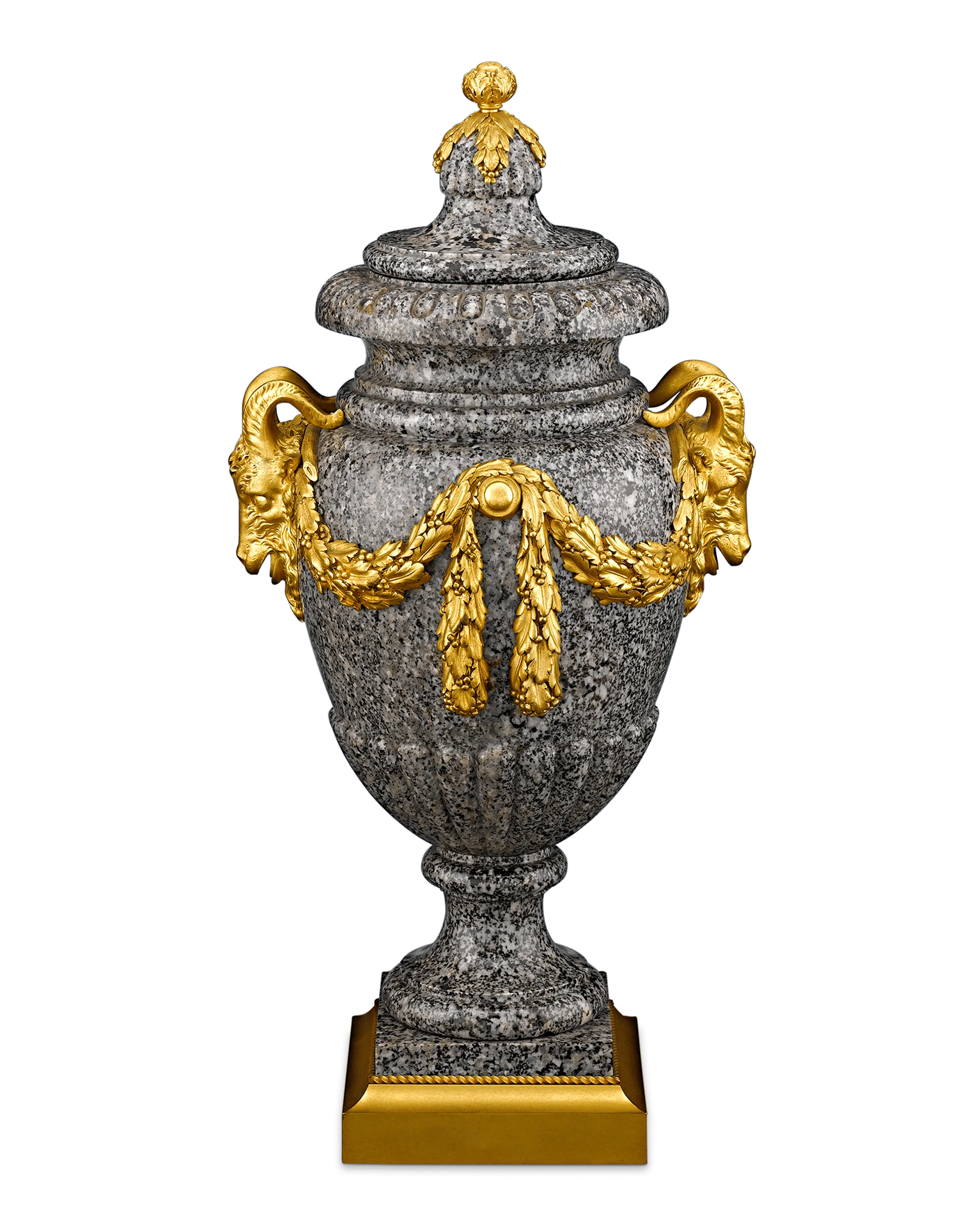 Henry Dasson Egyptian Granite and Bronze Urns - Image 2