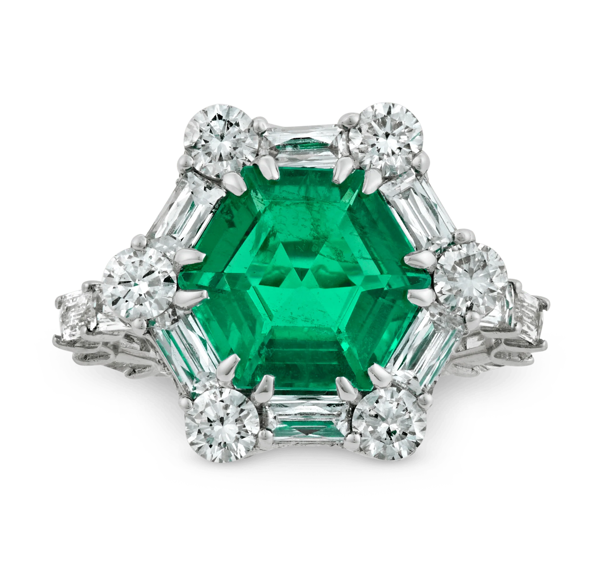 Hexagon Emerald Ring, 3.03 Carats