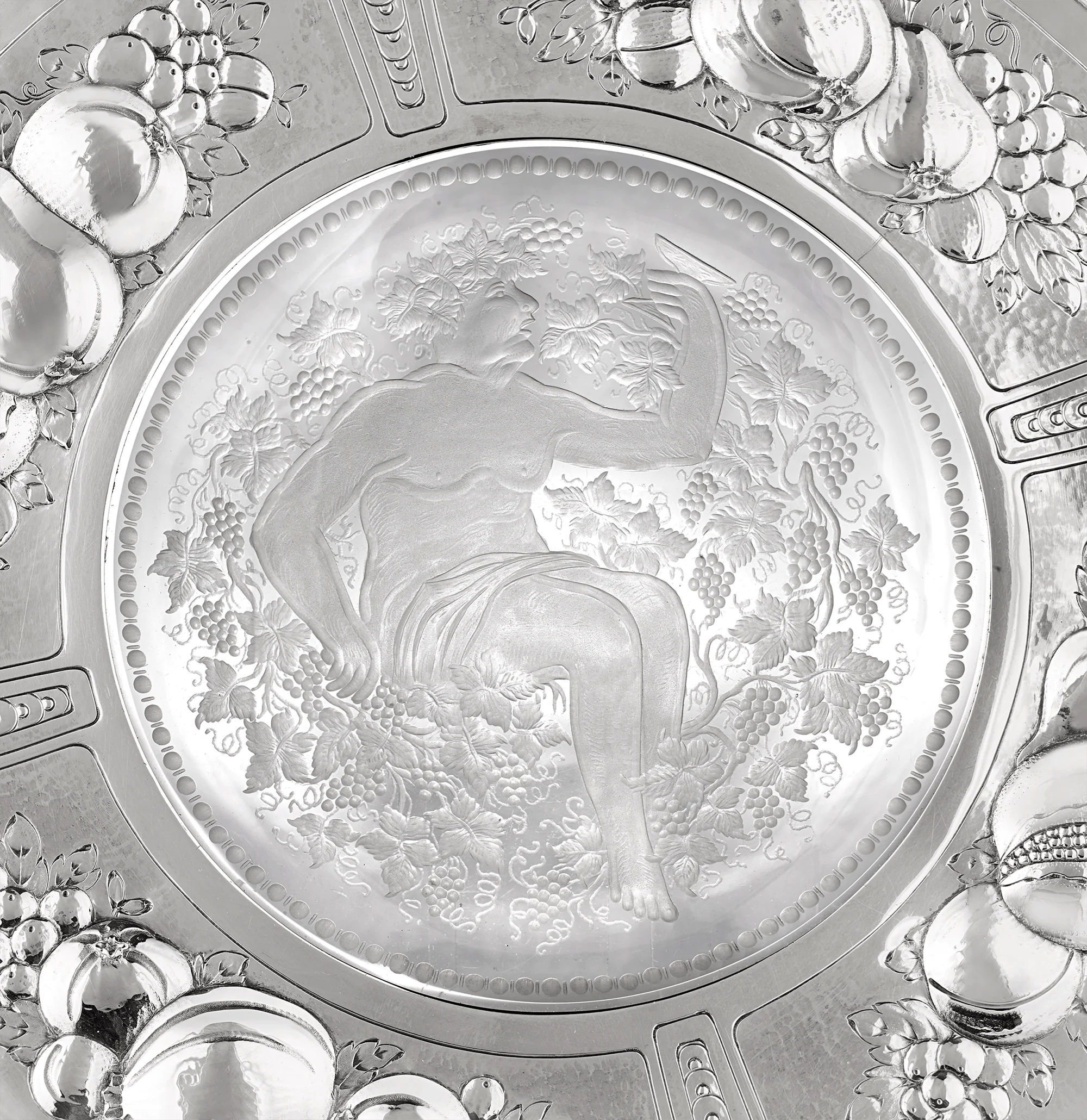 Intaglio Tray with Bacchus and Sterling Silver Trim by Sinclaire & Co. - Image 2