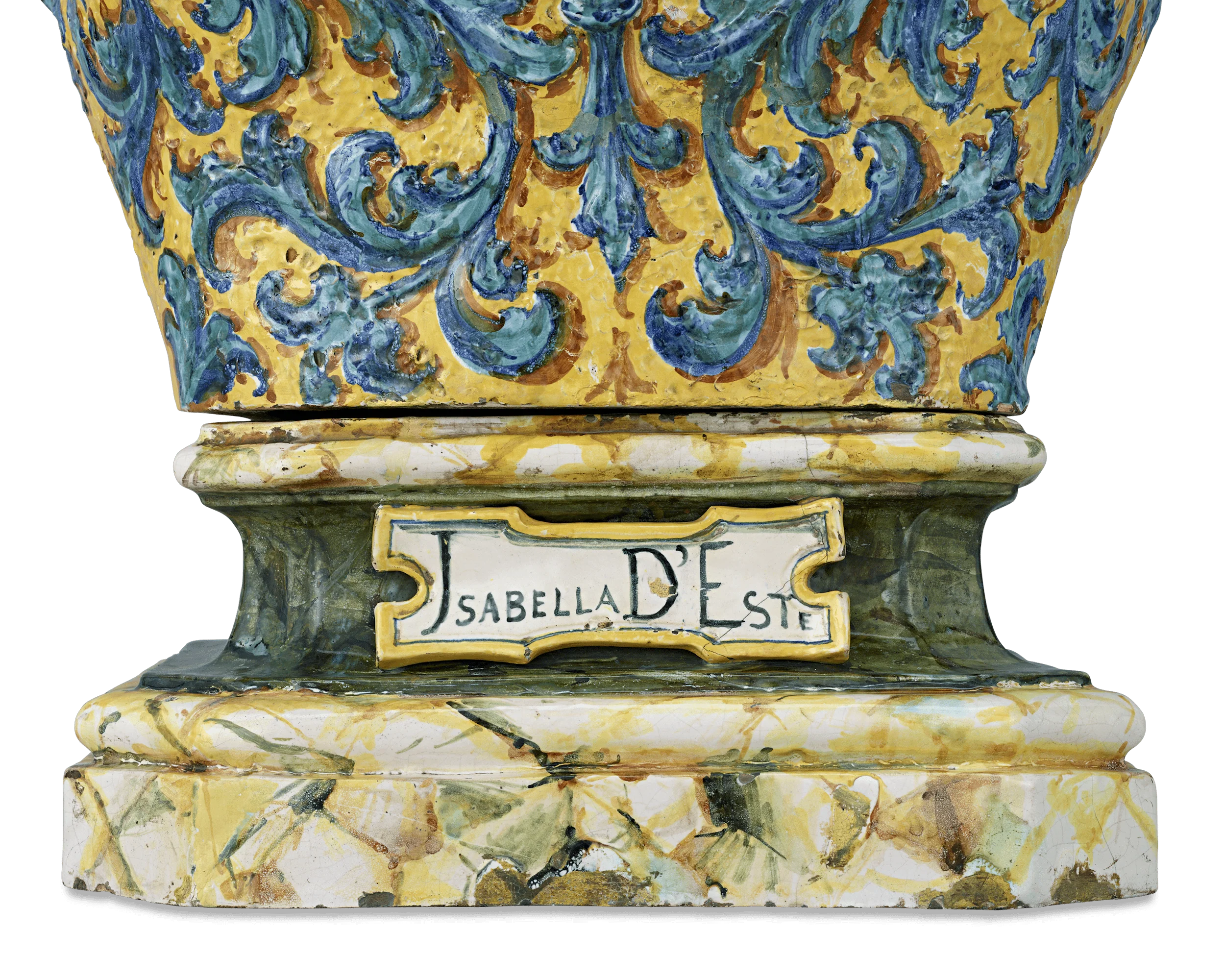 Isabella d'Este and Francesco II Gonzaga Majolica Busts by Angelo Minghetti - Image 5