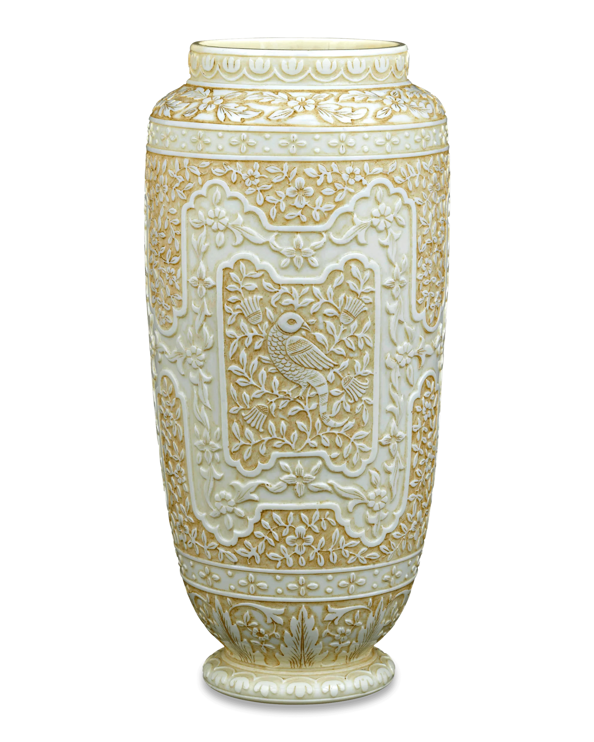 Ivory Cameo Glass Vases by Webb - Image 3