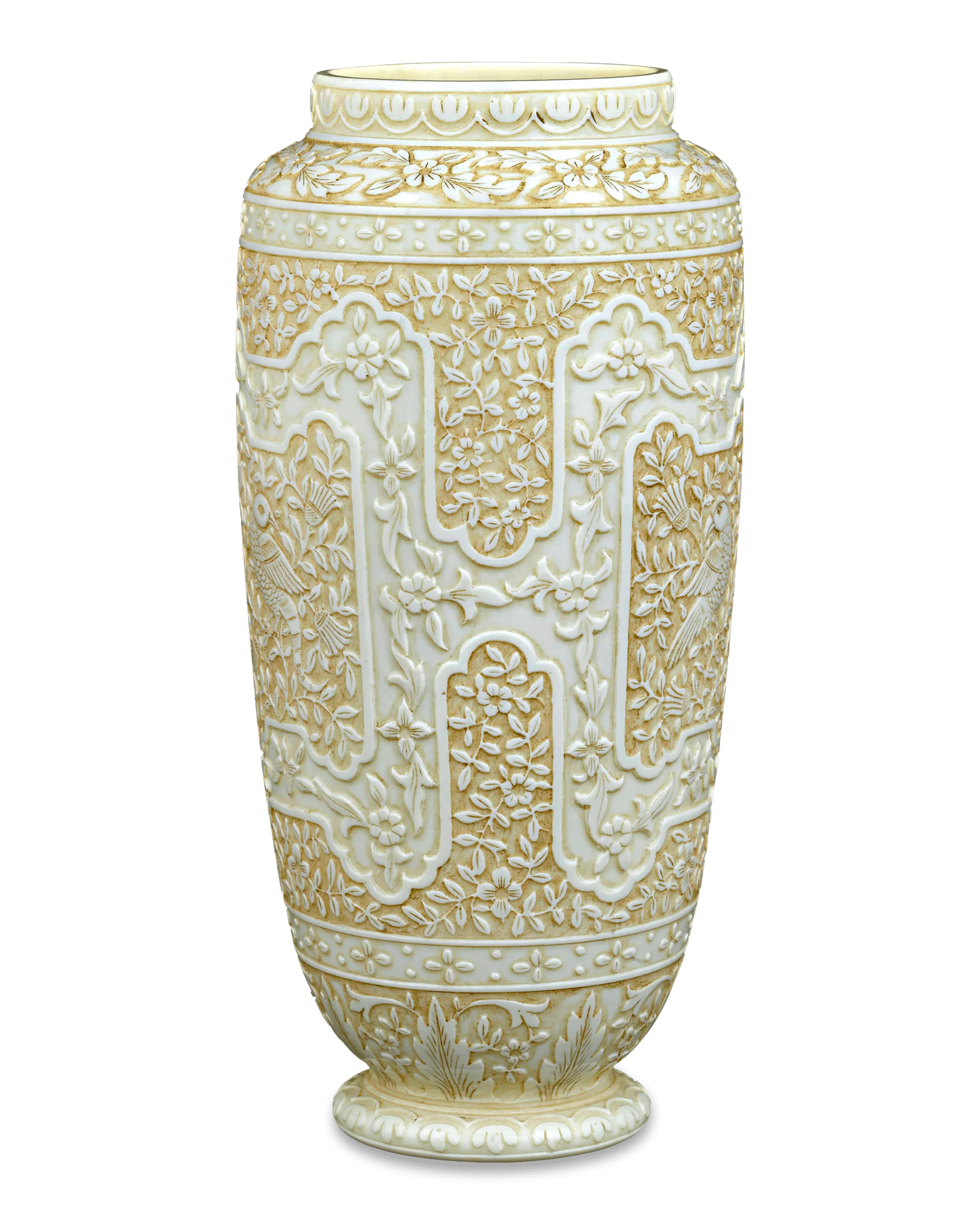 Ivory Cameo Glass Vases by Webb - Image 4