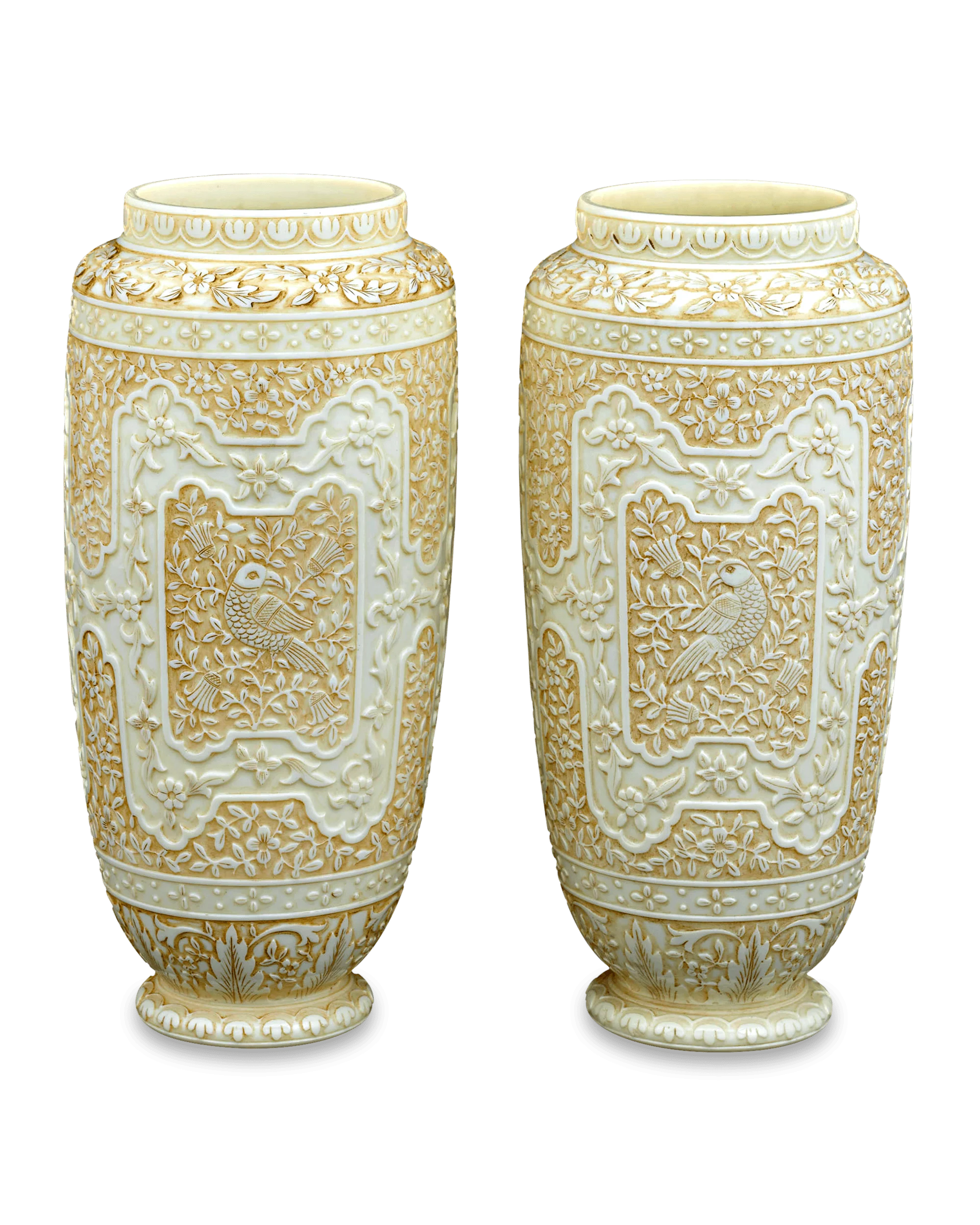 Ivory Cameo Glass Vases by Webb - Image 8