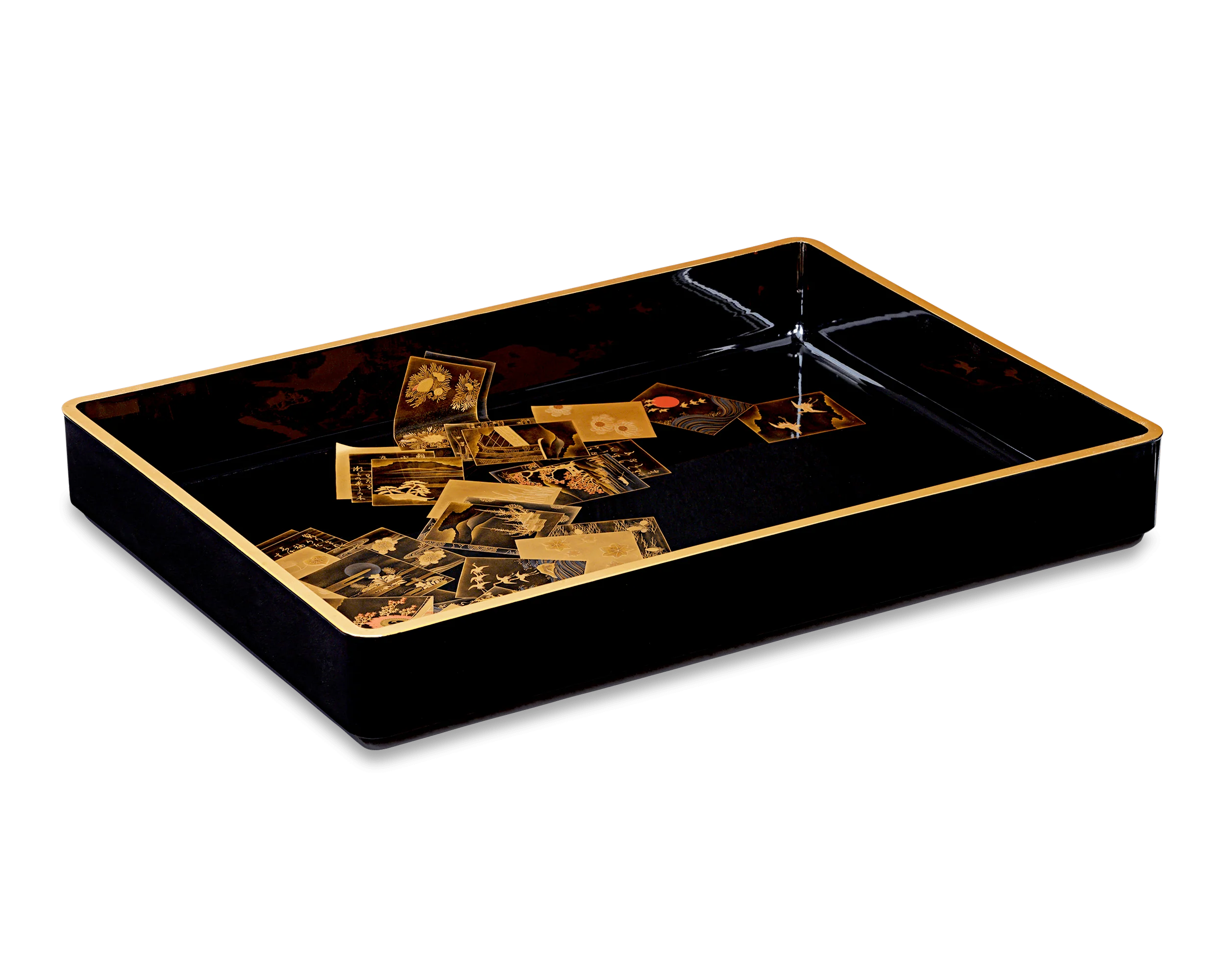 Japanese Lacquer Tray with Cards - Image 2
