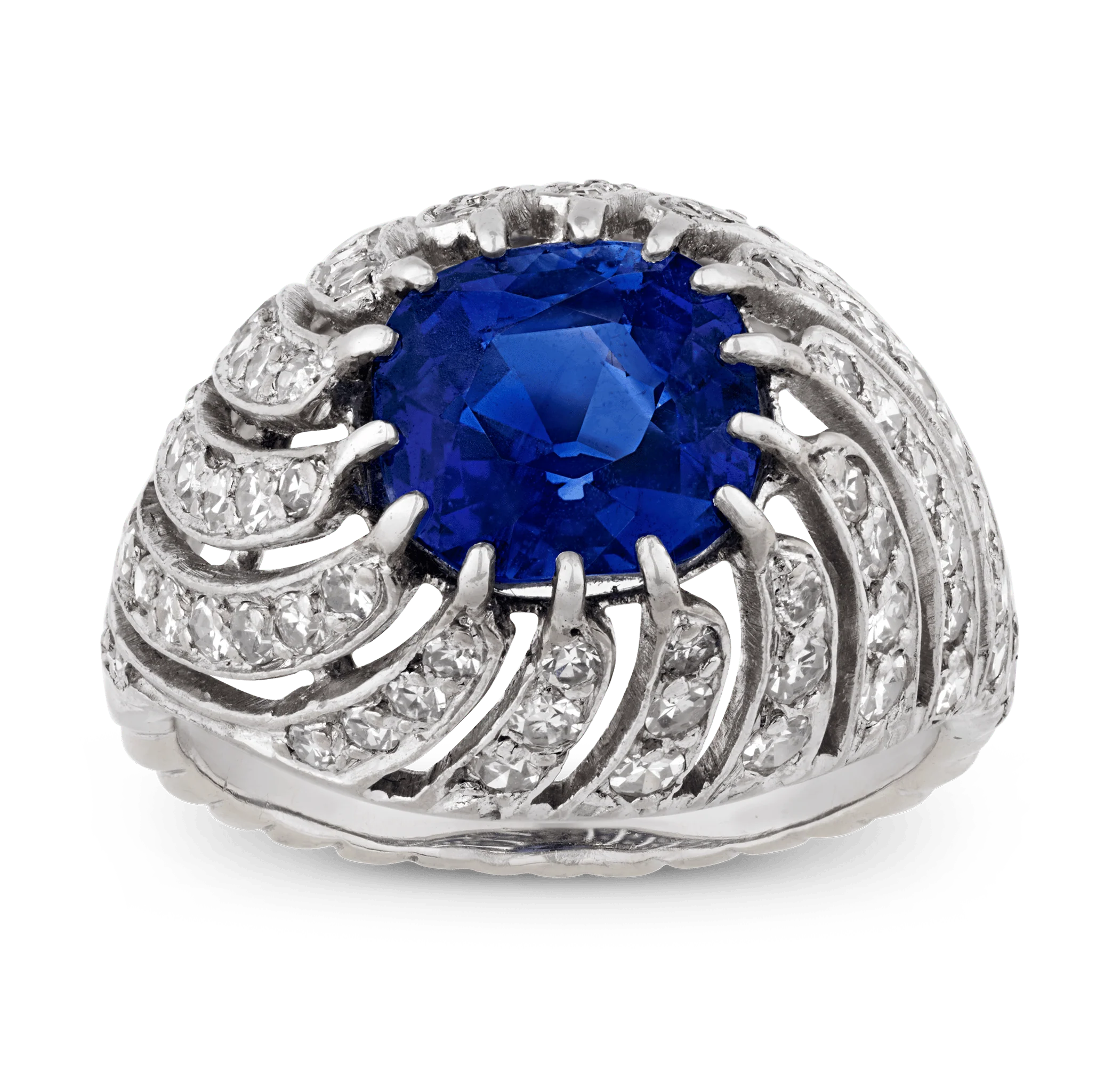 Kashmir Sapphire Bombé Ring, 3.53 Carats - Image 3