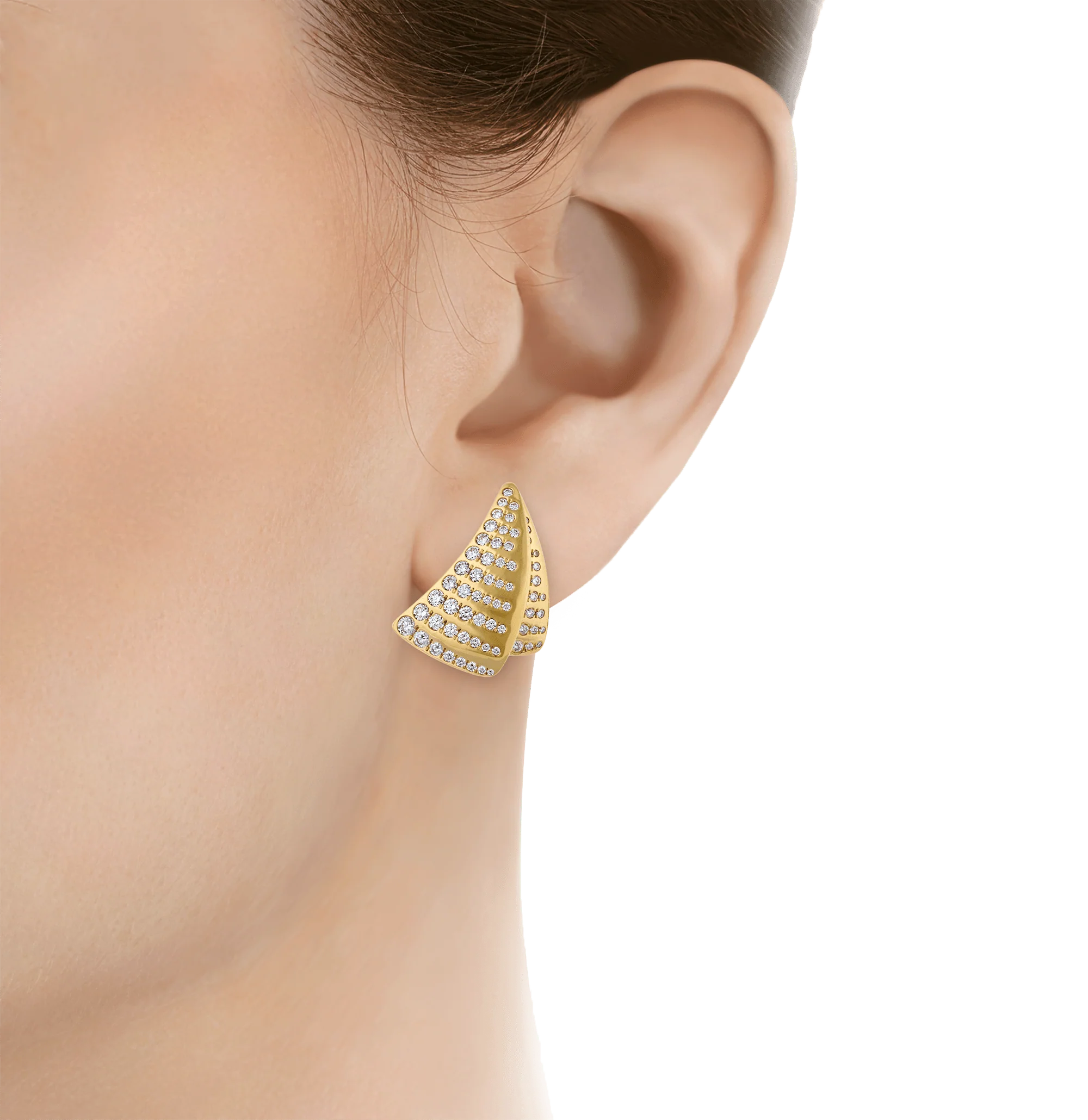 Layered Triangle Diamond Earrings, 1.75 carats - Image 2