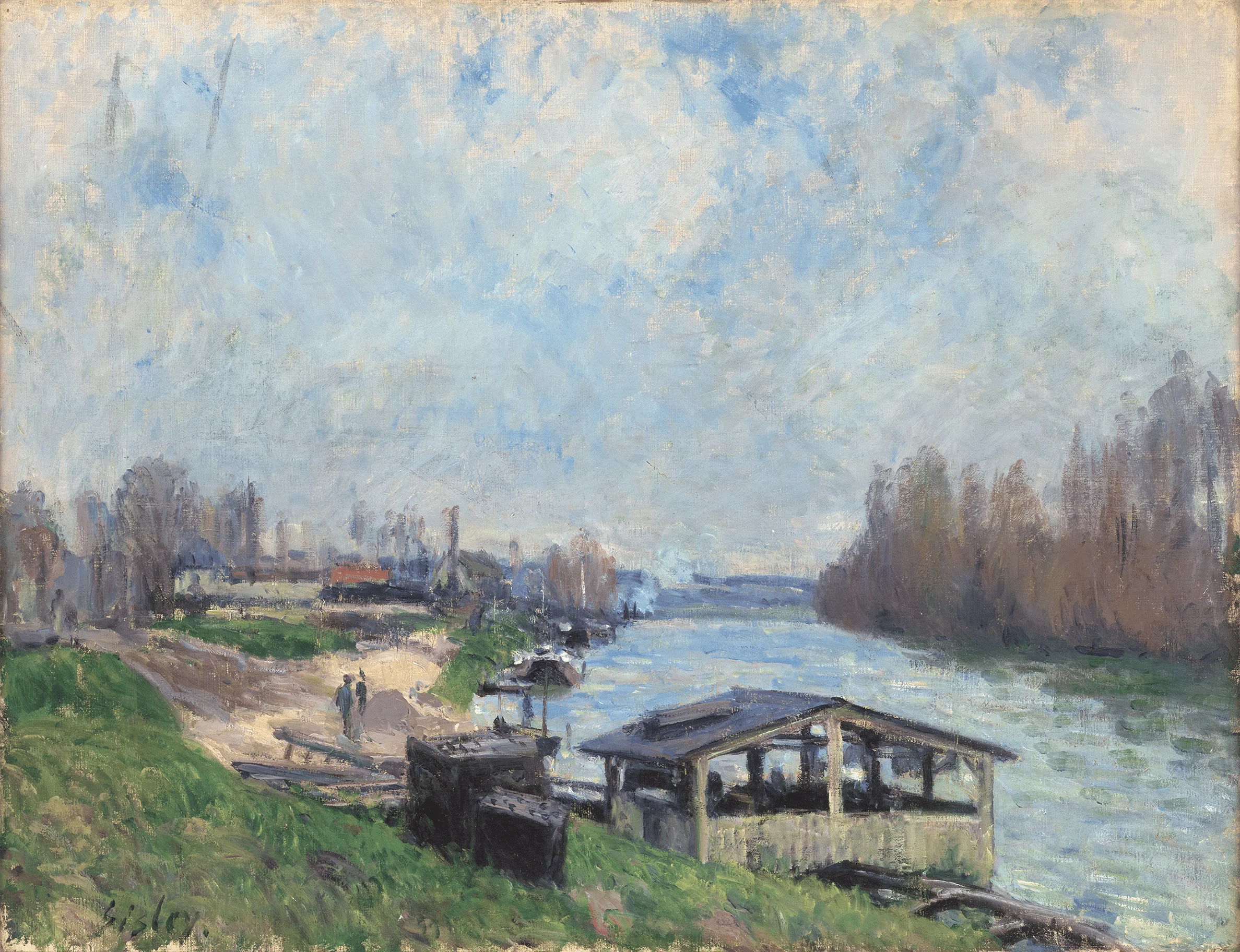 Le lavoir de Billancourt by Alfred Sisley