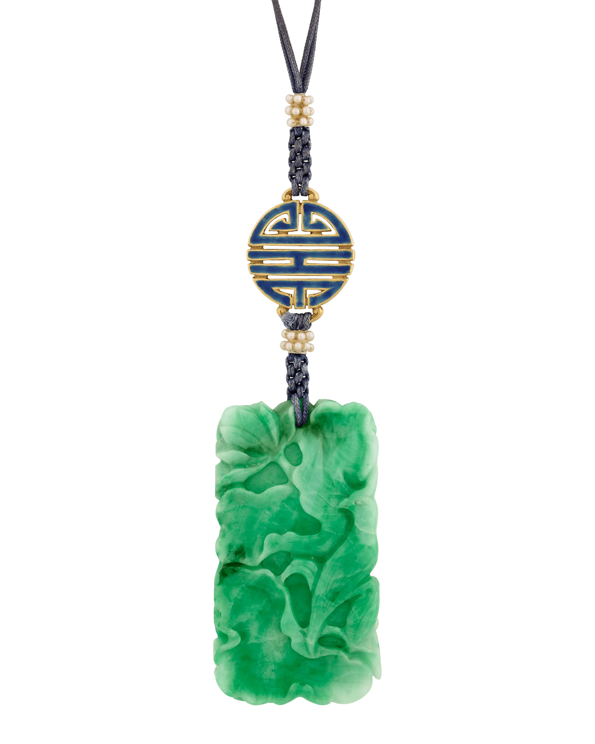 Louis Comfort Tiffany Jadeite and Enamel Pendant Necklace - Image 2