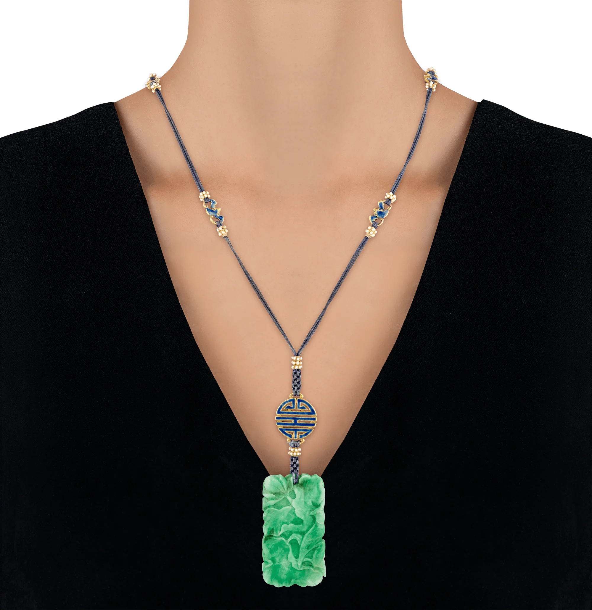 Louis Comfort Tiffany Jadeite and Enamel Pendant Necklace - Image 6