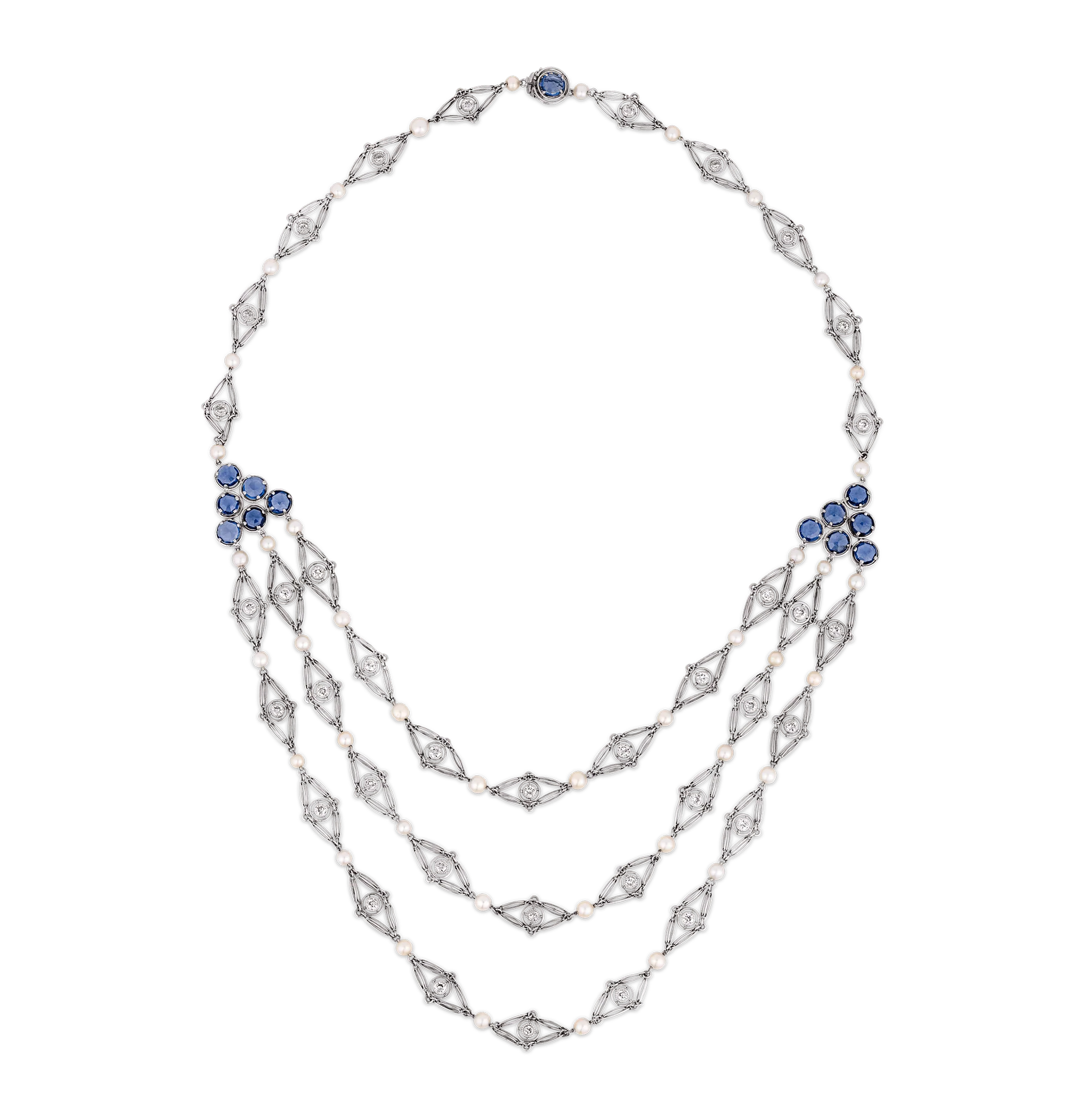 Louis Comfort Tiffany Yogo Sapphire and Diamond Necklace - Image 3