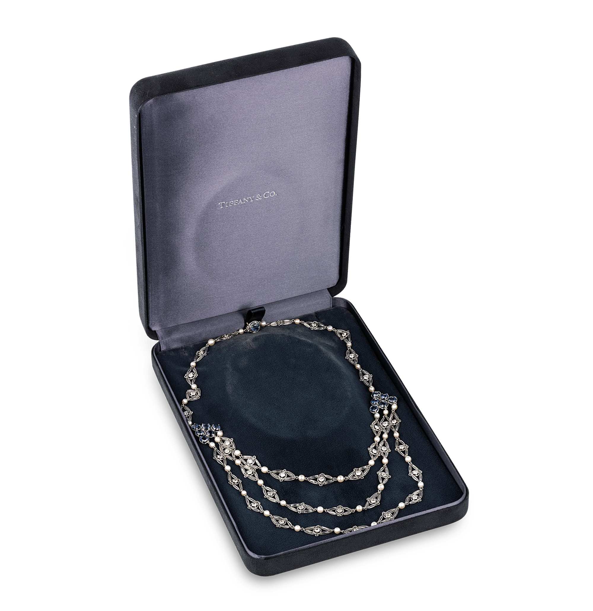 Louis Comfort Tiffany Yogo Sapphire and Diamond Necklace - Image 4