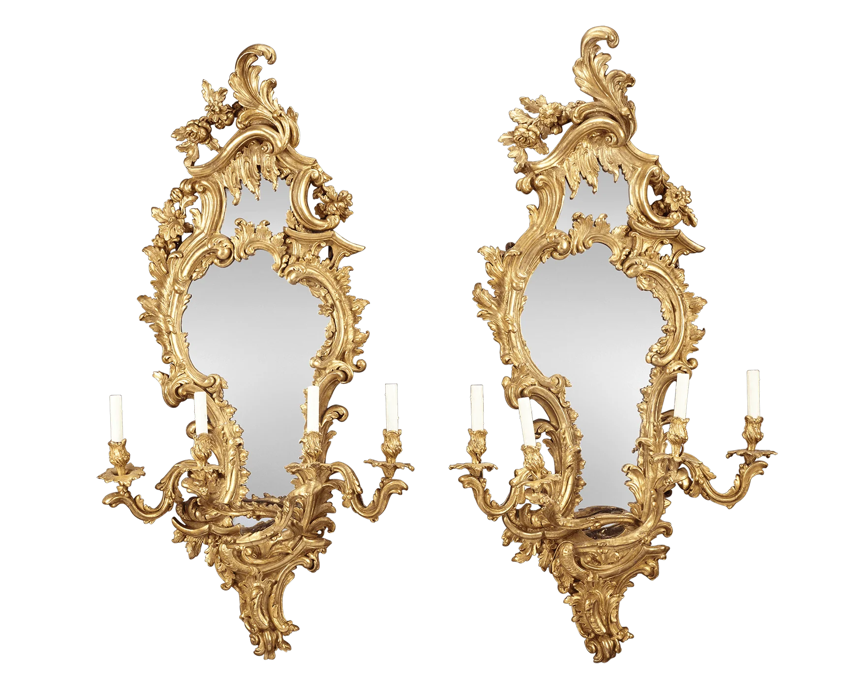 Louis XV Giltwood Mirrored Girandoles