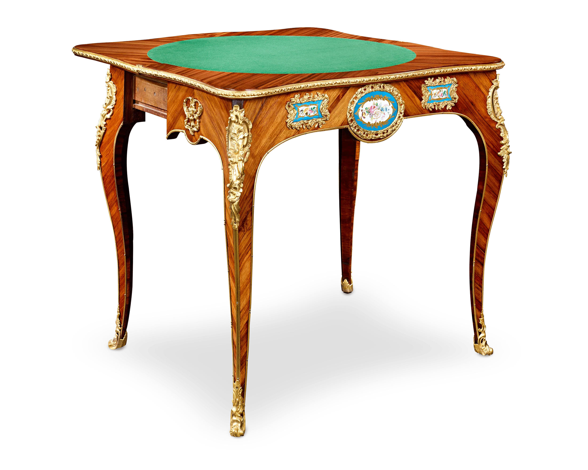 Louis XV-Style Porcelain-Mounted Card Table - Image 2