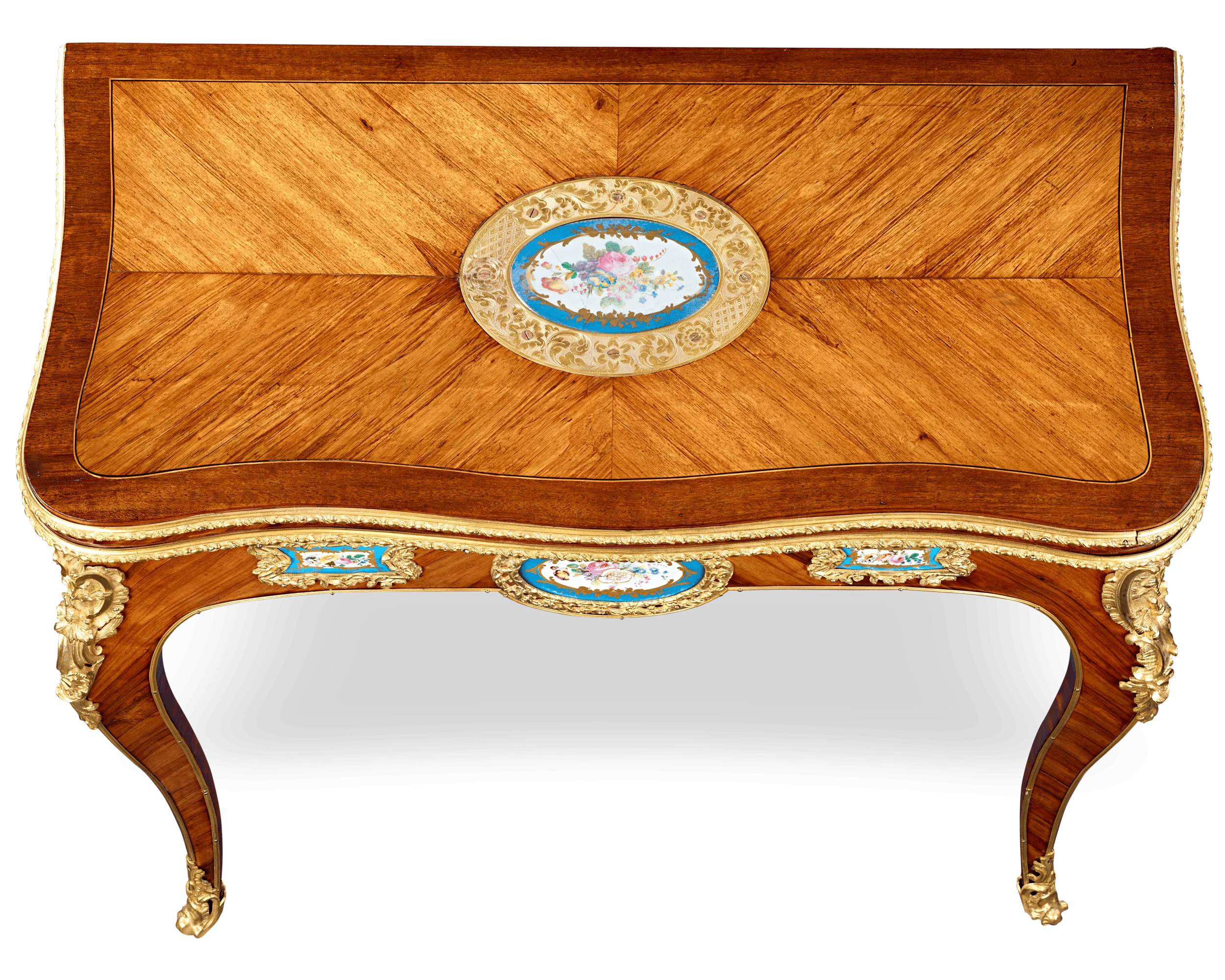 Louis XV-Style Porcelain-Mounted Card Table - Image 4