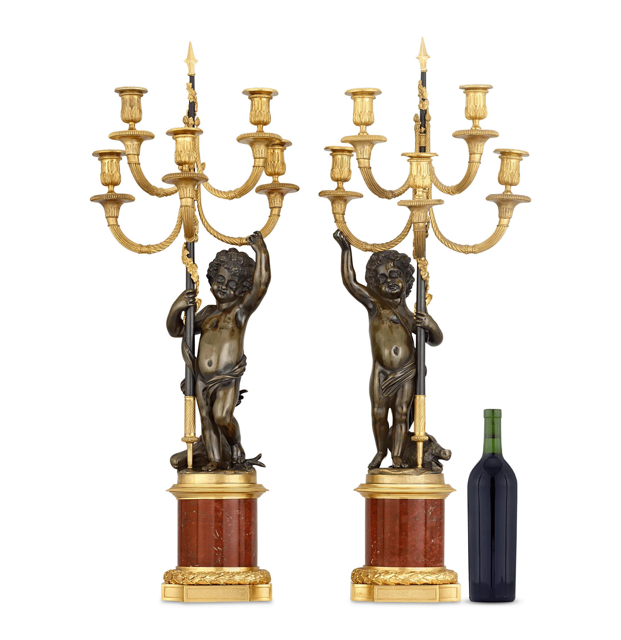 Louis XVI Bronze Ormolu Candelabra with Putti - Image 7